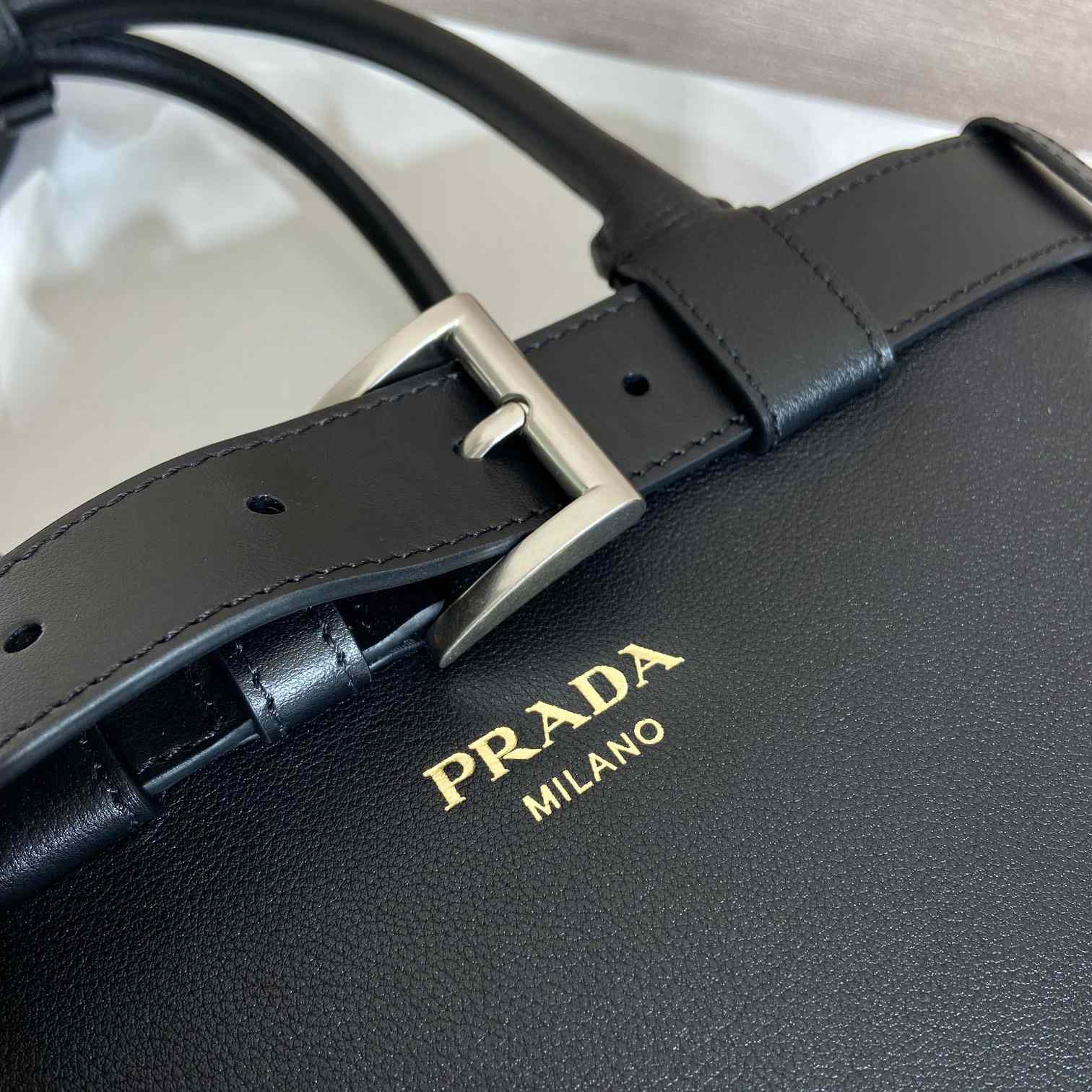 Prada Buckle Large Leather Handbag With Belt - EUR FASHION