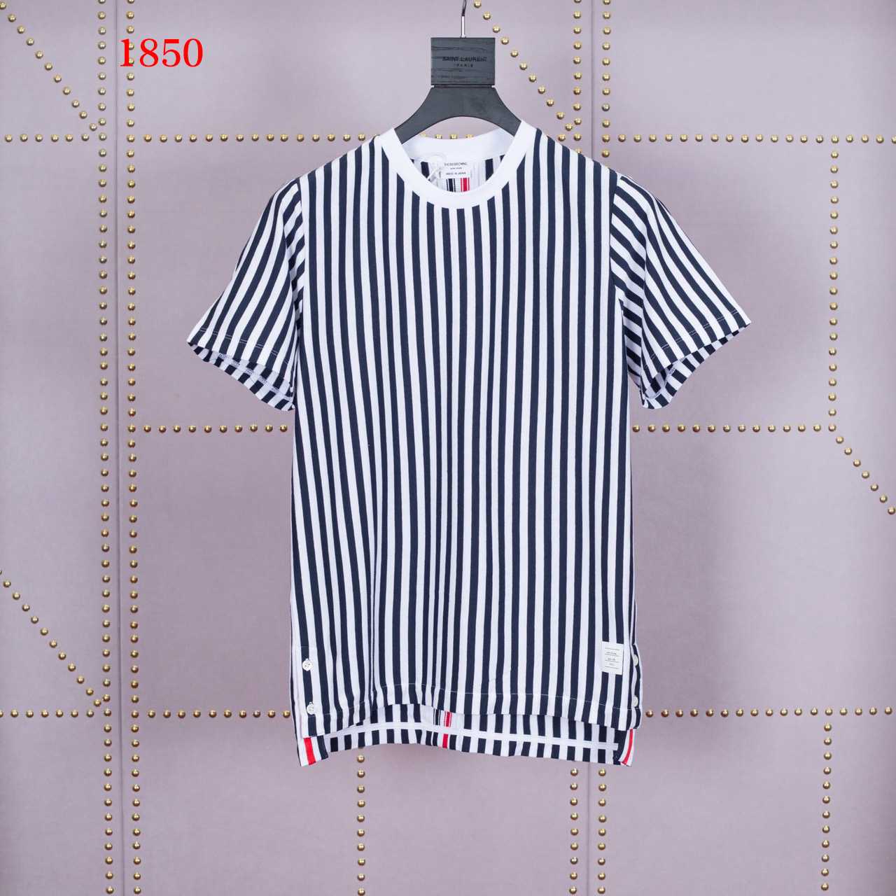 Thom Browne Navy and White RWB Bold Stripe T-Shirt   1850 - EUR FASHION