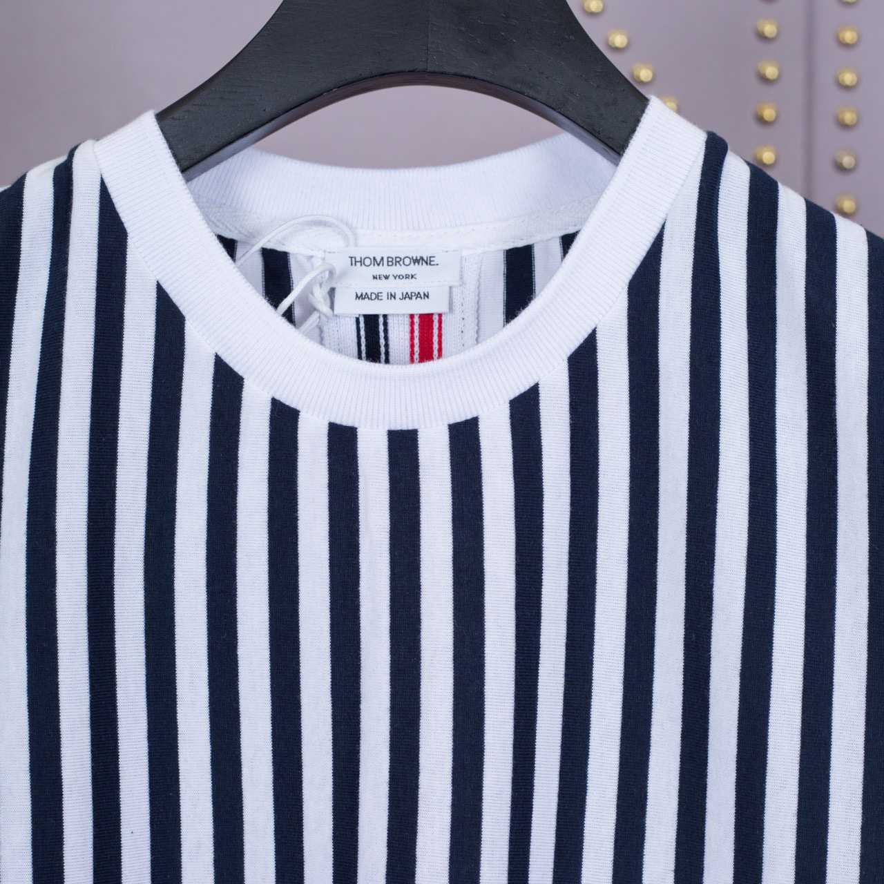 Thom Browne Navy and White RWB Bold Stripe T-Shirt   1850 - EUR FASHION