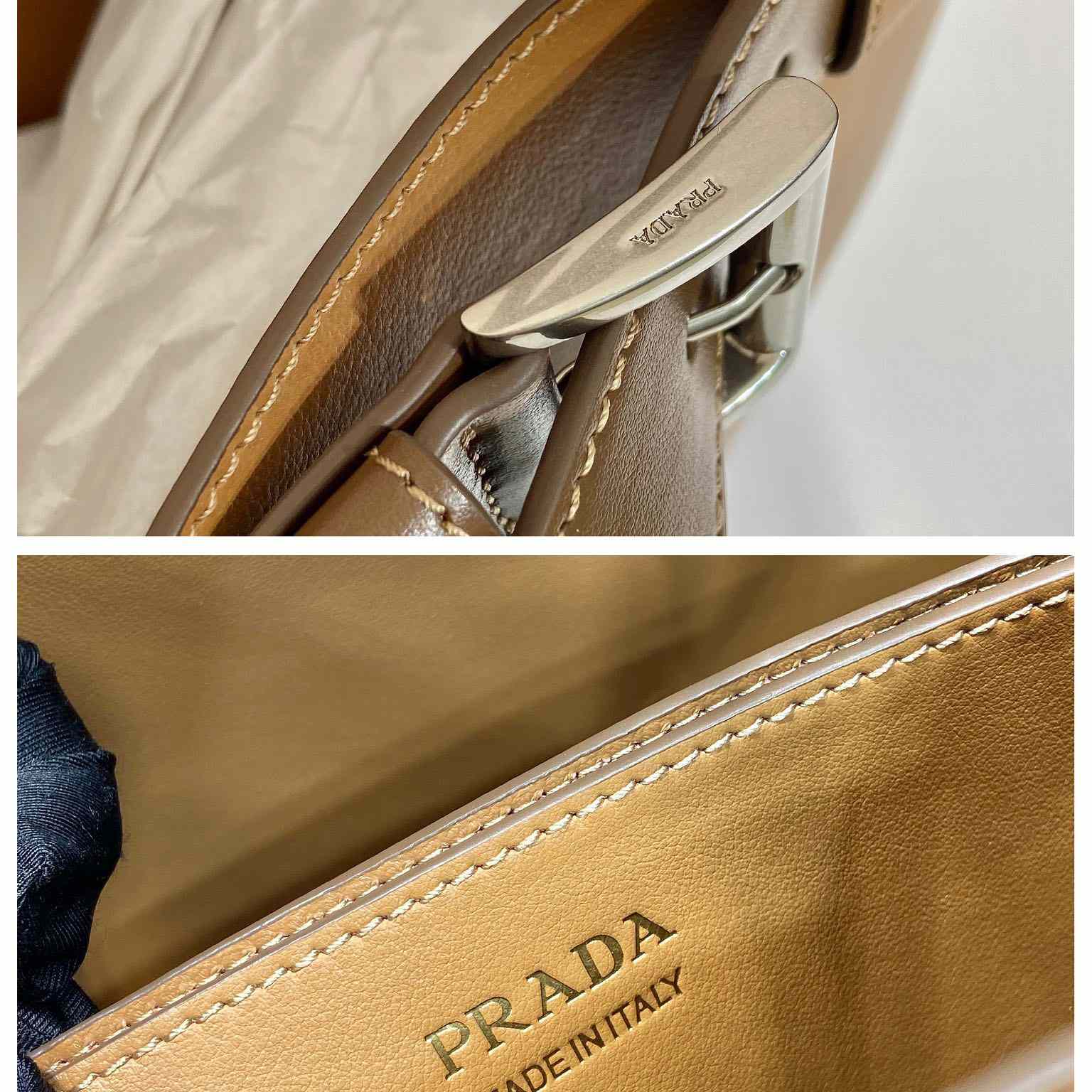 Prada Buckle Large Leather Handbag With Belt - EUR FASHION