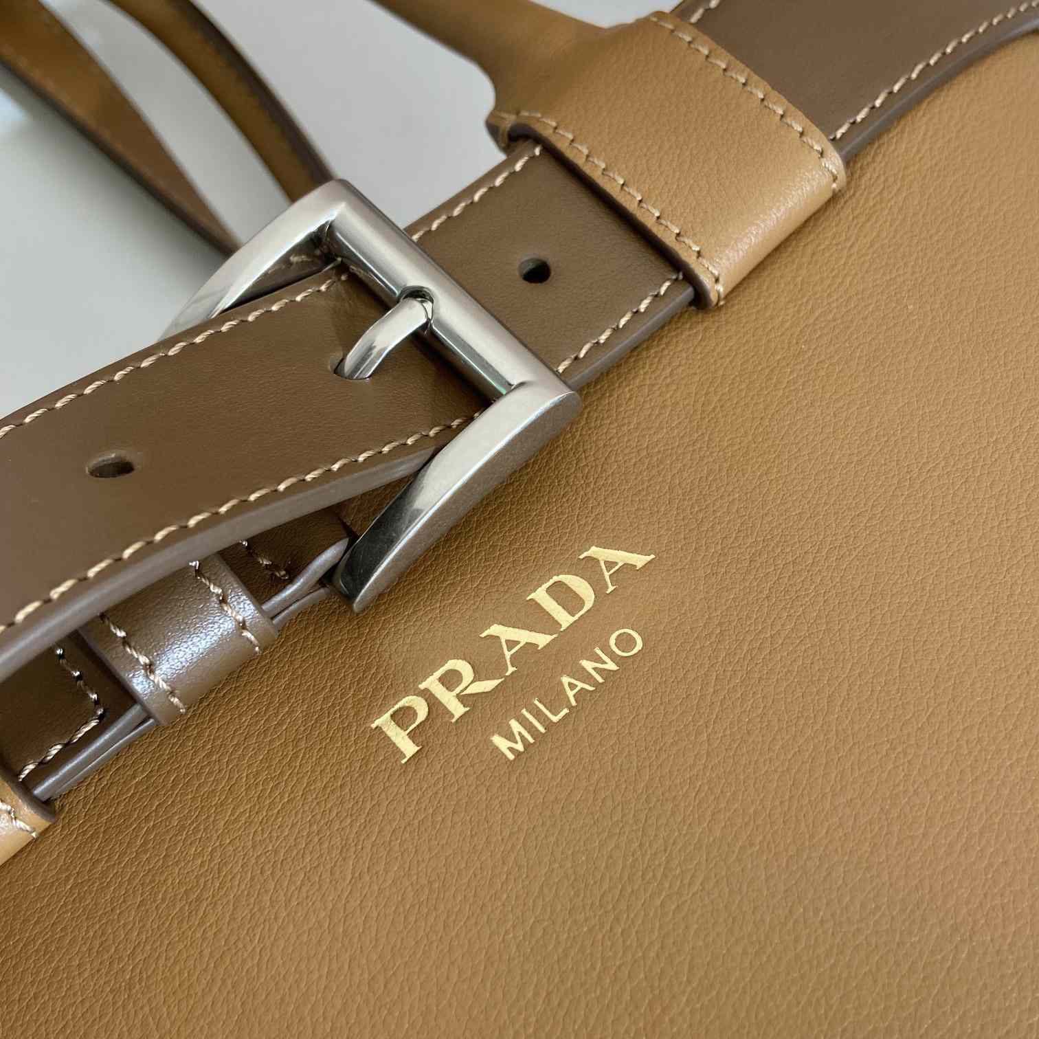 Prada Buckle Large Leather Handbag With Belt - EUR FASHION