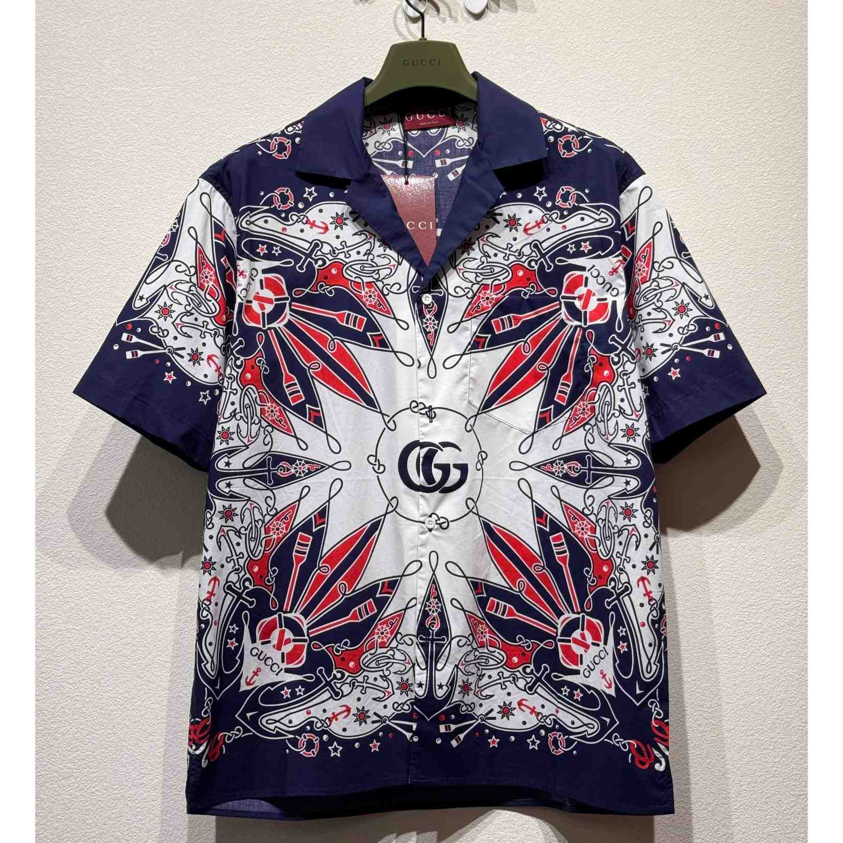 Gucci Double G bandana Print Cotton Shirt - EUR FASHION