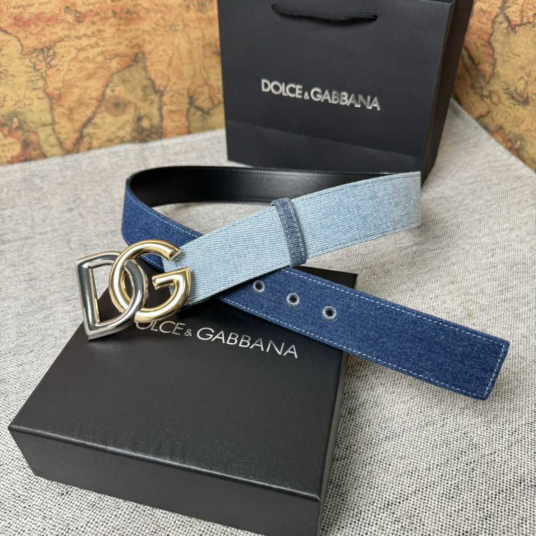 Dolce & Gabbana Denim Belt With DG Logo - EUR FASHION