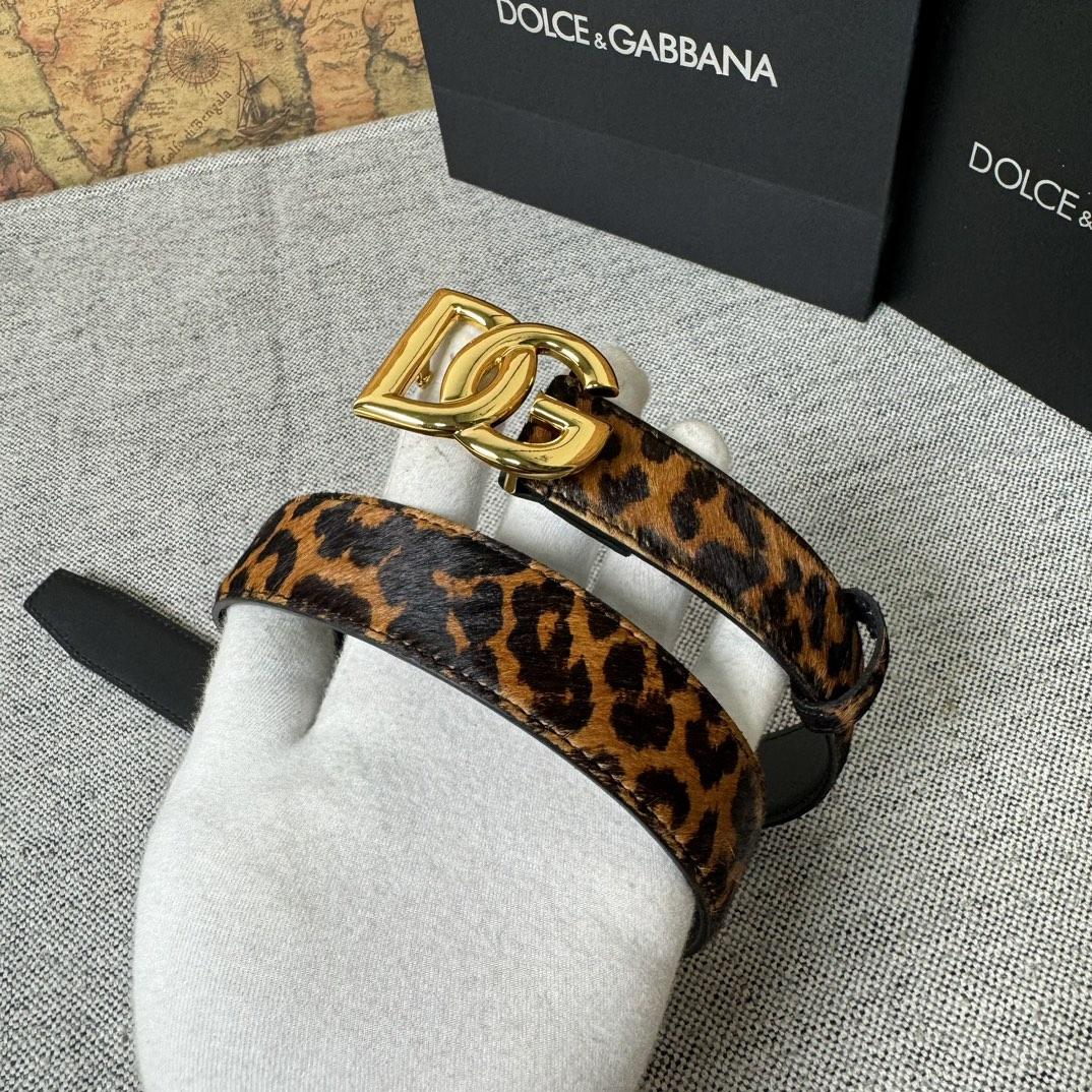 Dolce & Gabbana KiM Dolce & Gabbana Leopard-print Glossy Calfskin Belt With DG Logo - EUR FASHION