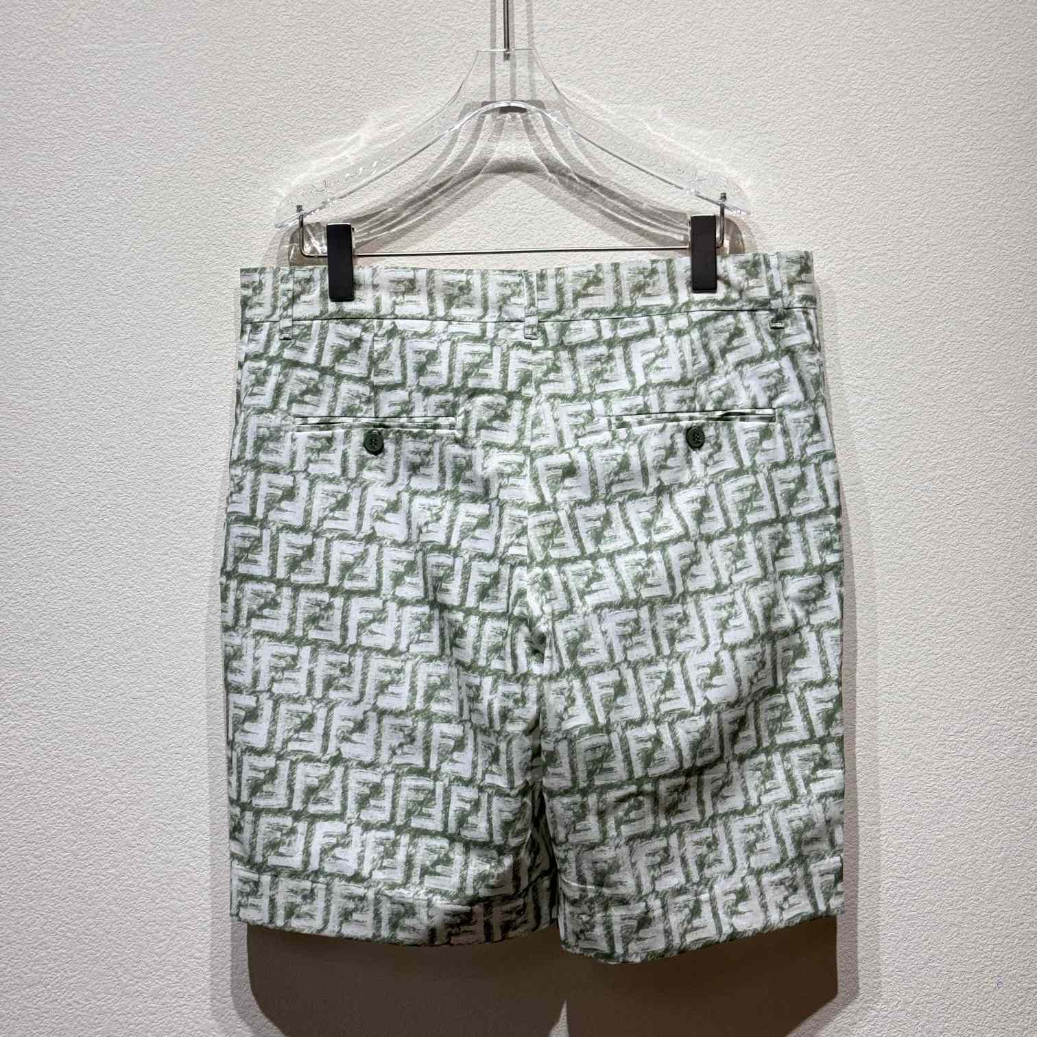 Fendi Short Trousers In Green FF Linen - EUR FASHION