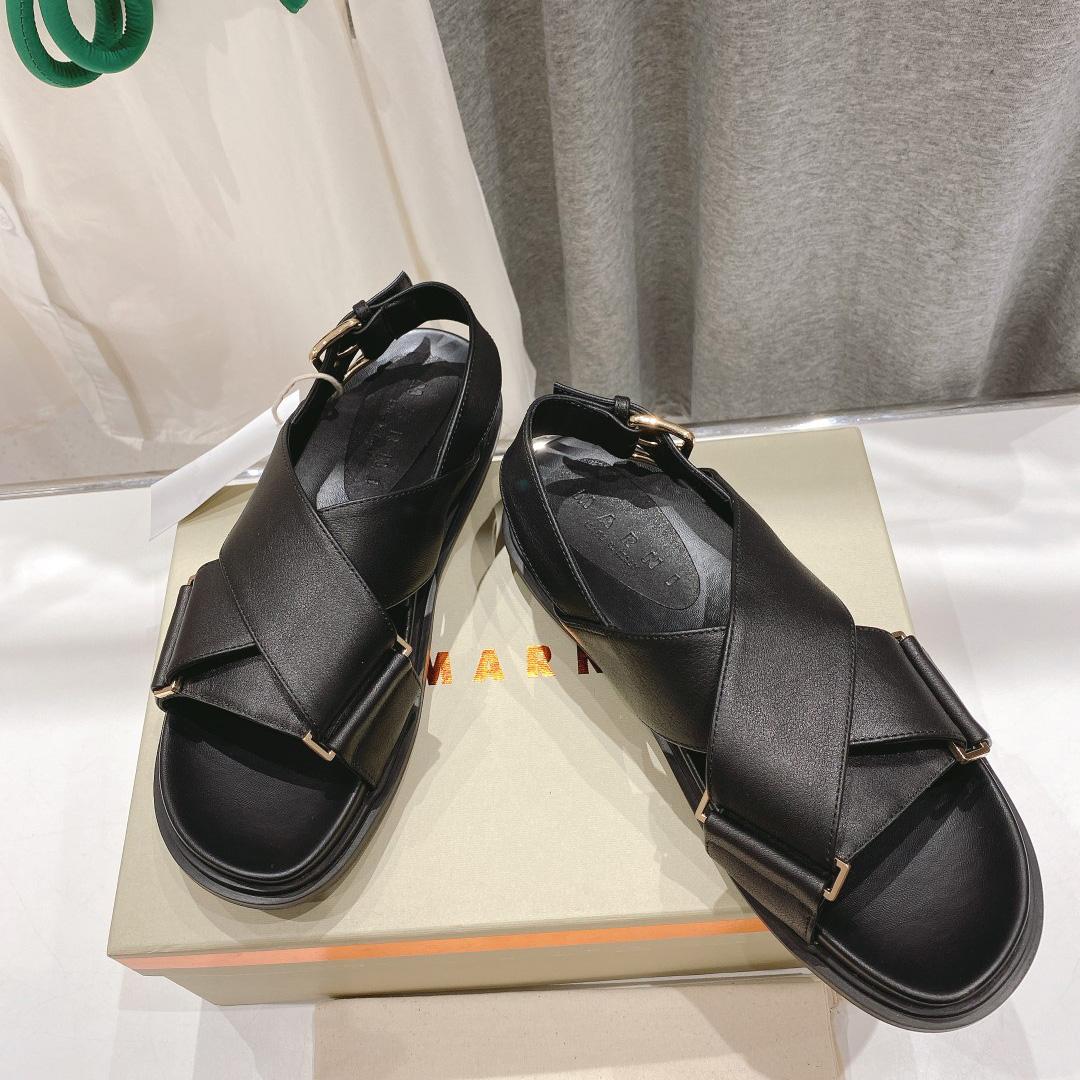 Marni Black Leather Fussbett - EUR FASHION