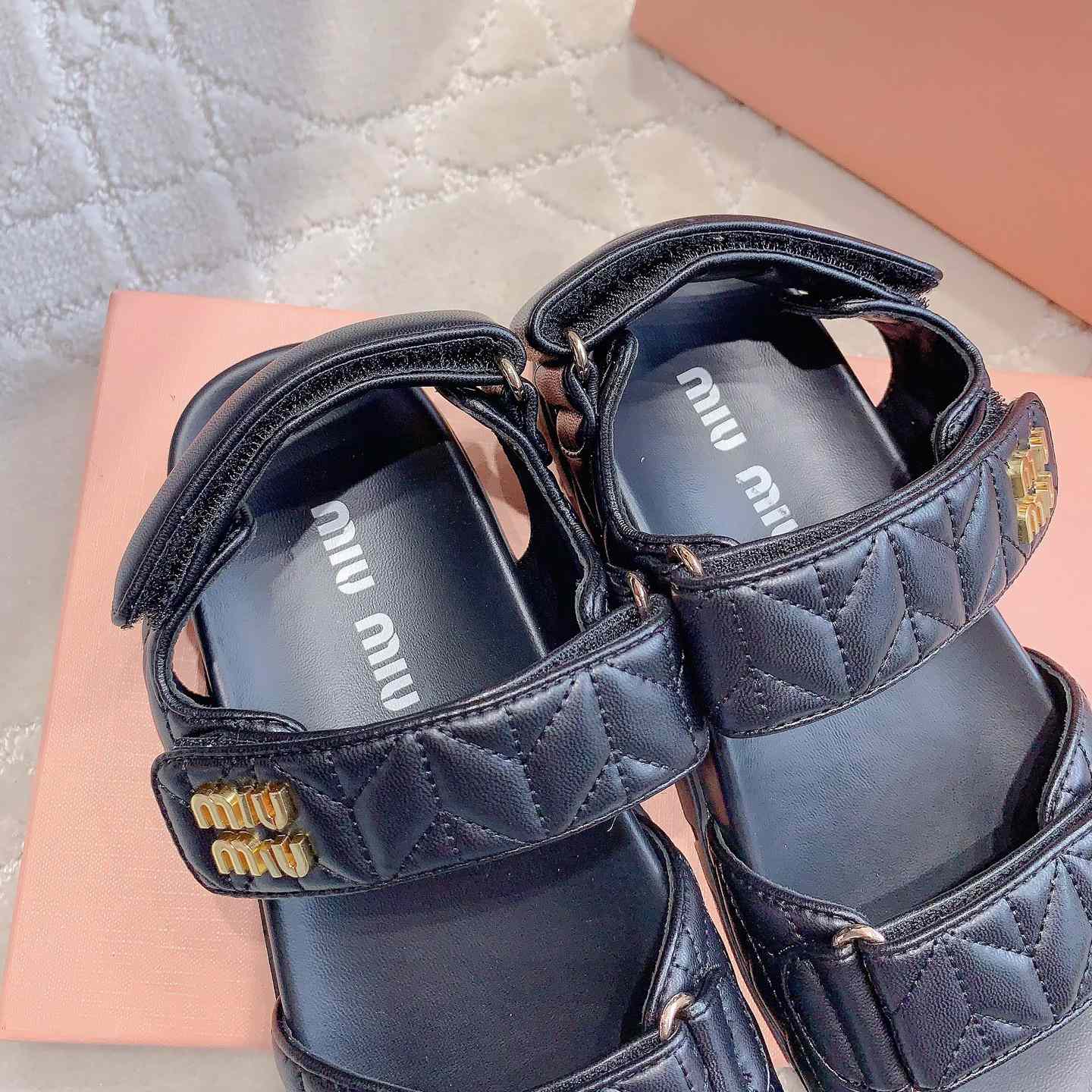 Miu Miu Sporty Matelassé Nappa Leather Sandals - EUR FASHION