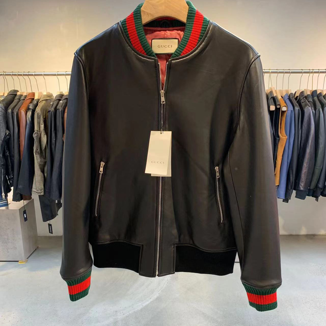 Gucci Leather Jacket With Web - EUR FASHION