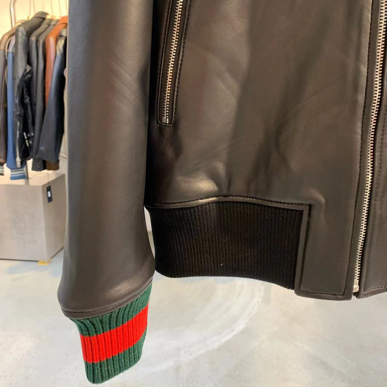 Gucci Leather Jacket With Web - EUR FASHION