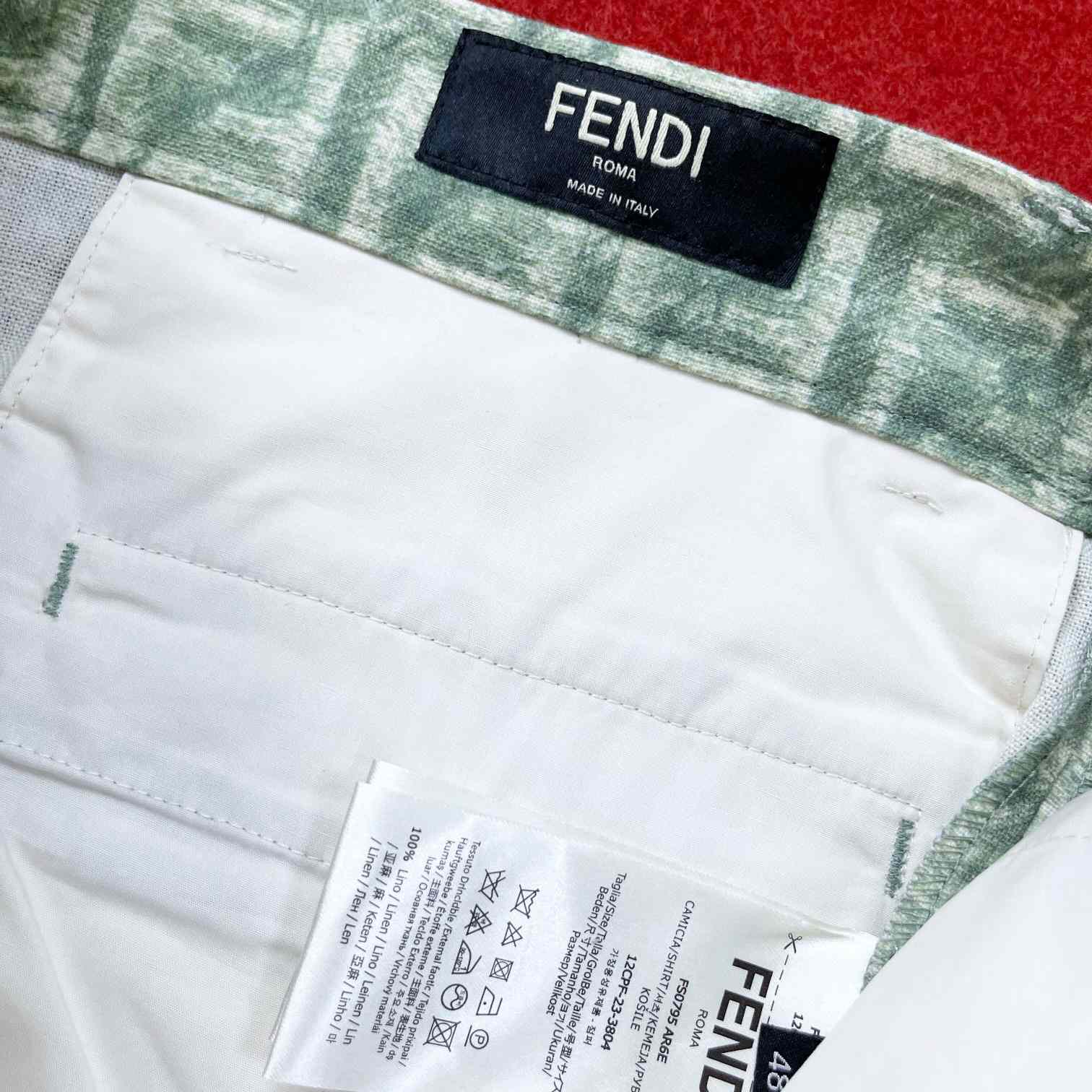 Fendi Short Trousers In Green FF Linen - EUR FASHION