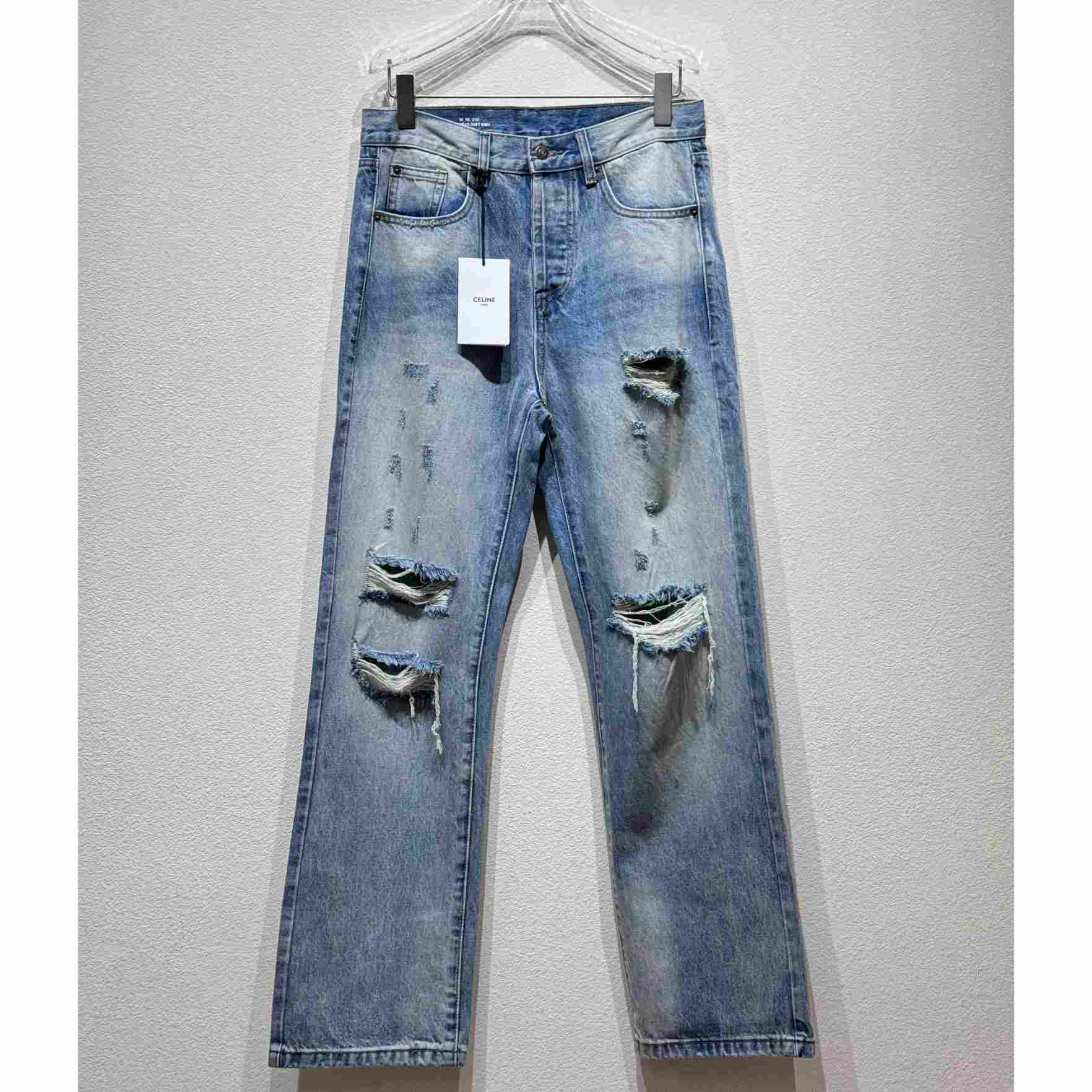 Celine Jeans In Blue Destroyed Denim  - EUR FASHION