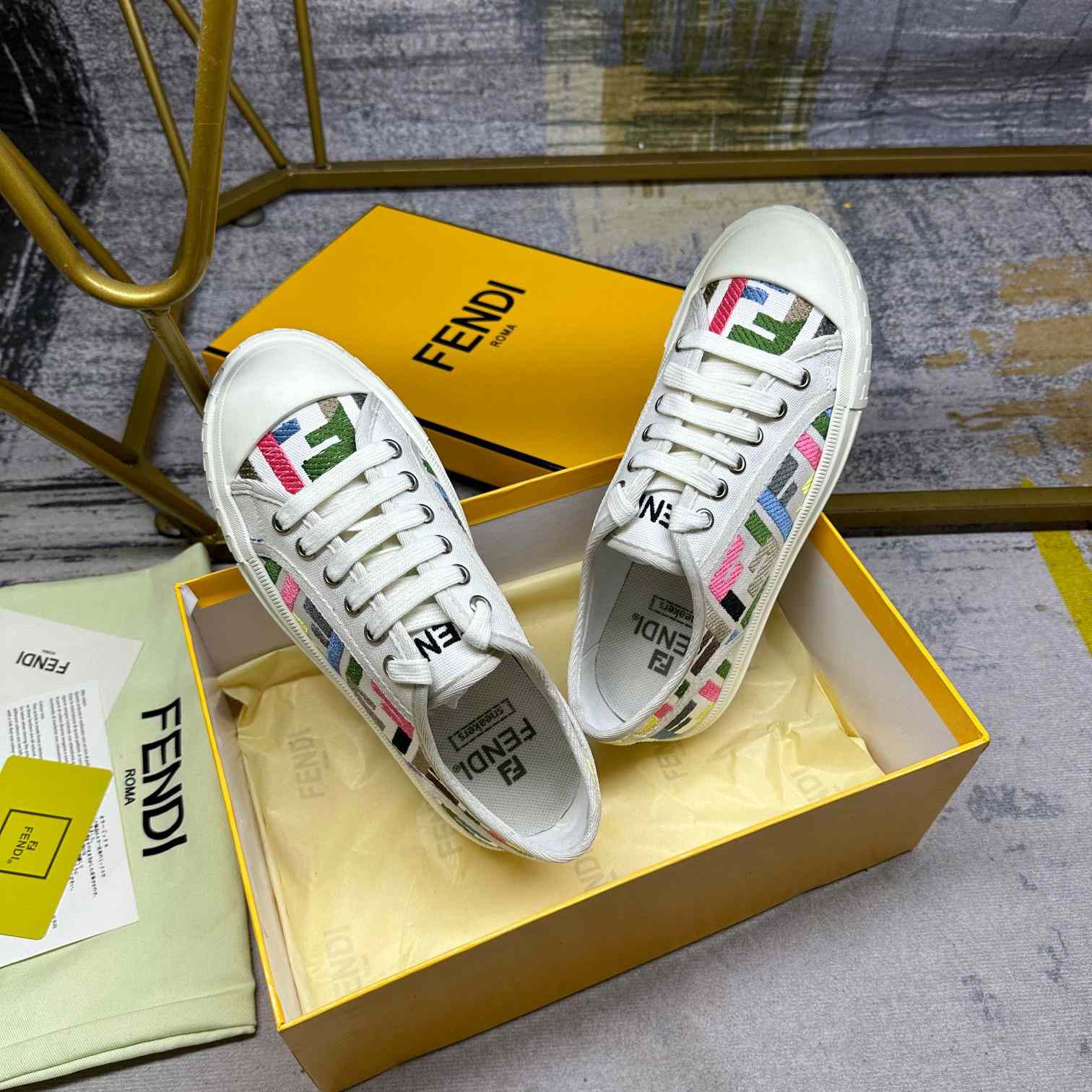 Fendi Domino Canvas Sneakers - EUR FASHION