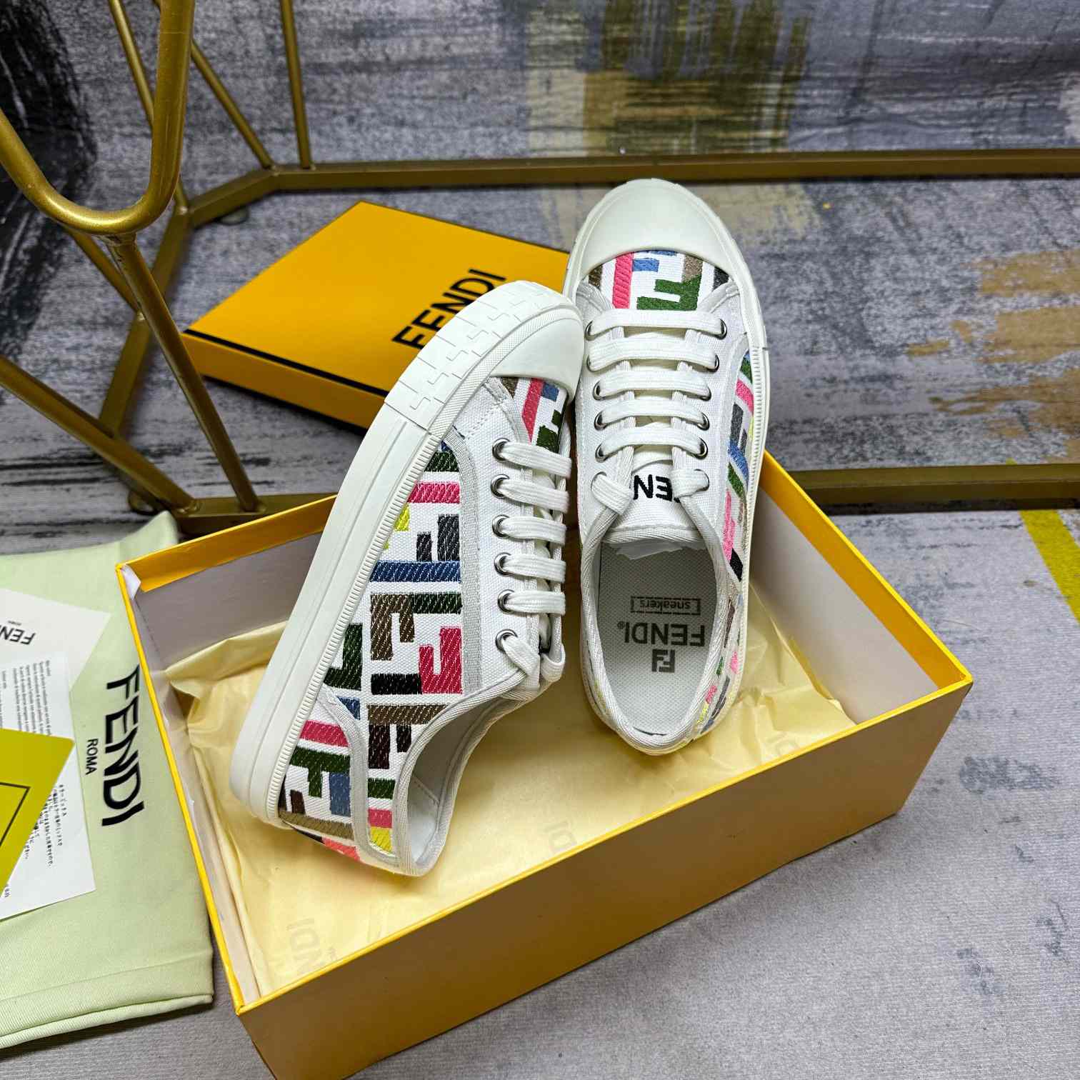 Fendi Domino Canvas Sneakers - EUR FASHION