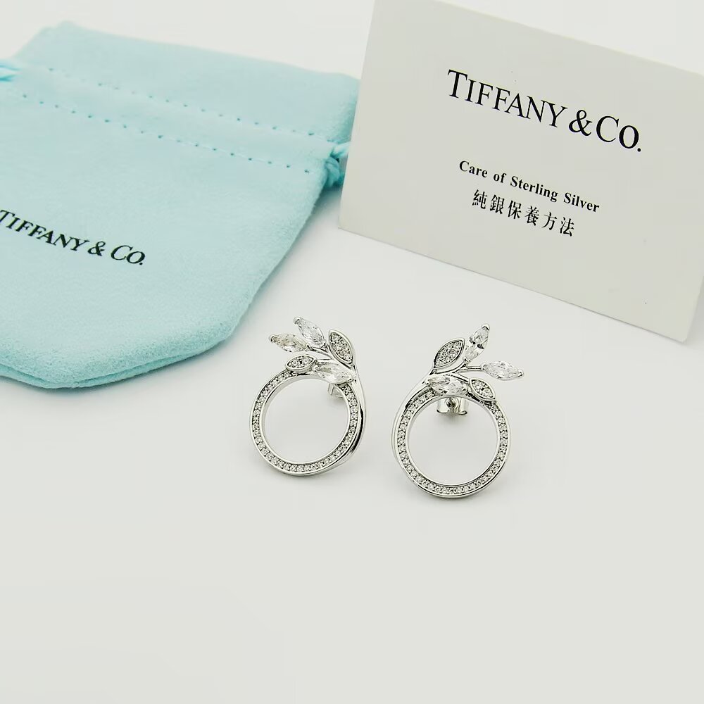 Tiffany & Co. Diamond Vine Circle Earrings In Platinum - EUR FASHION