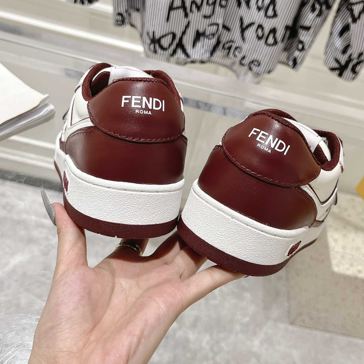 Fendi Match Burgundy Leather Low-tops - EUR FASHION