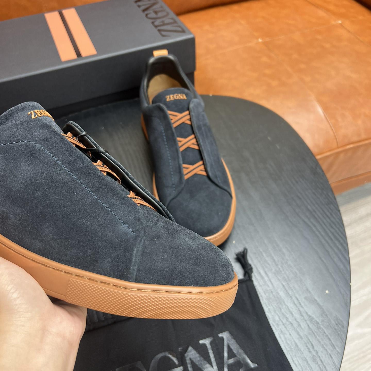 Zegna Black Suede Triple Stitch™ Sneakers - EUR FASHION