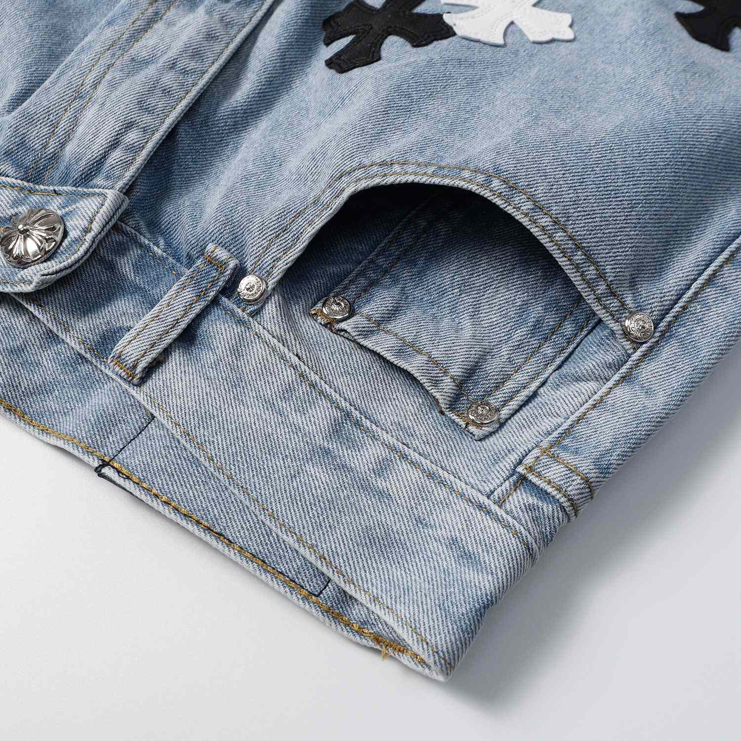 Chrome Hearts Cross Patch Denim Shorts - EUR FASHION