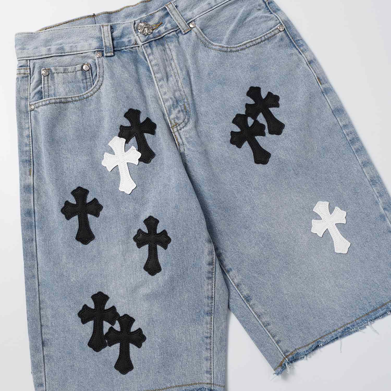 Chrome Hearts Cross Patch Denim Shorts - EUR FASHION