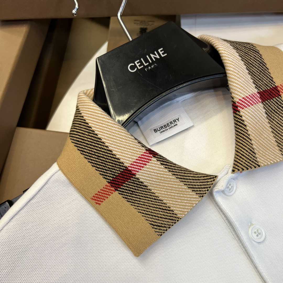 Burberry Check Collar Cotton Polo Shirt - EUR FASHION