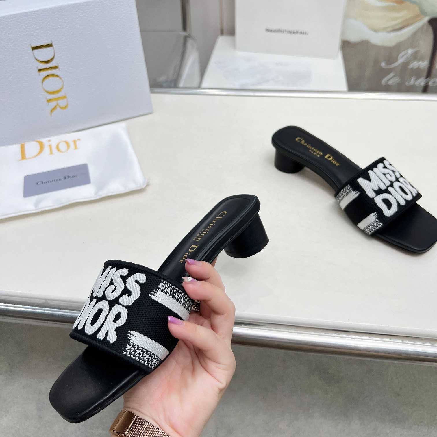 Dior Dway Heeled Slide - EUR FASHION