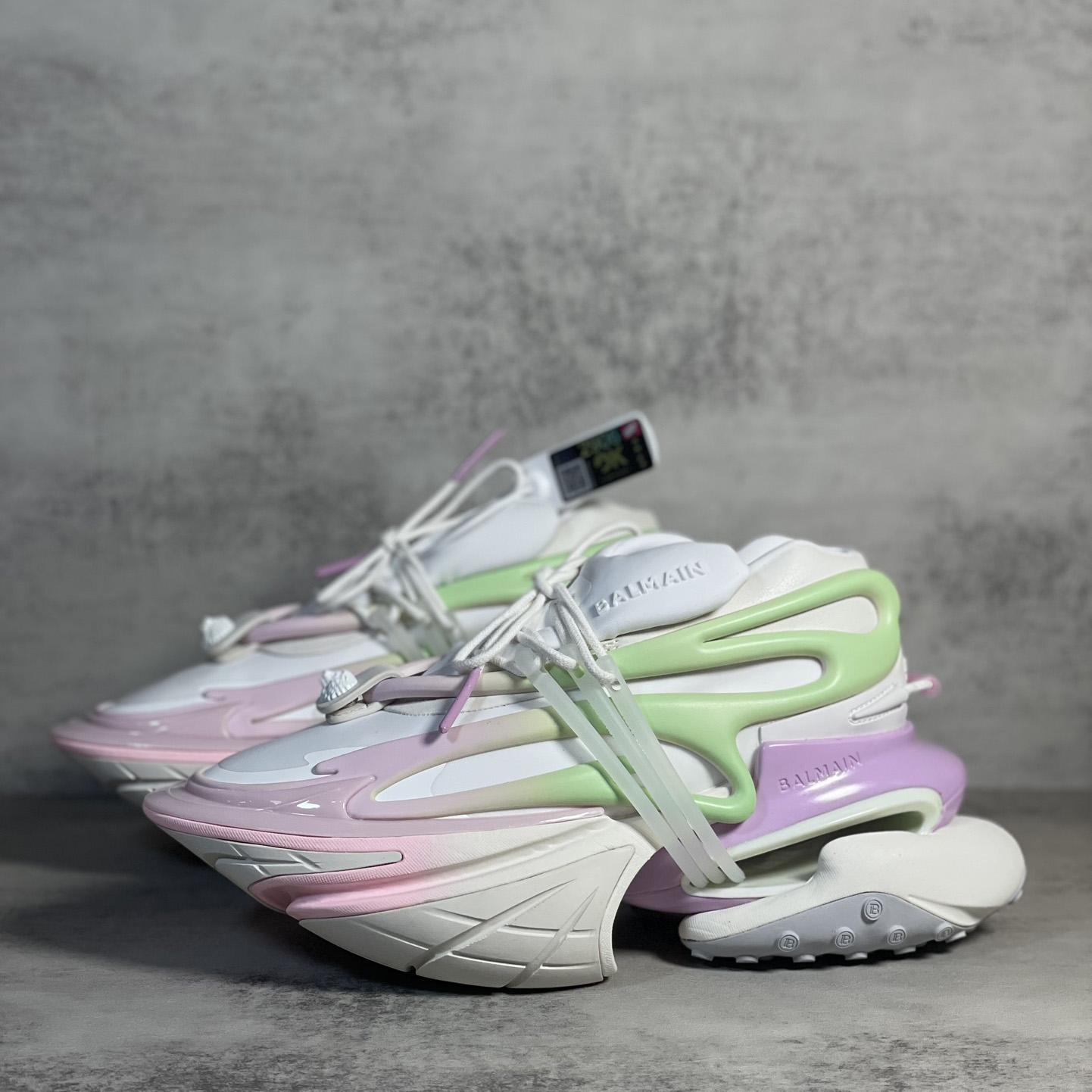 Balmain Pink Unicorn Panelled Sneakers - EUR FASHION