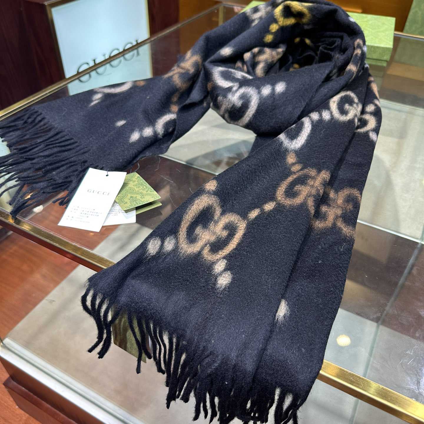 Gucci GG Jacquard Wool Silk Scarf - EUR FASHION