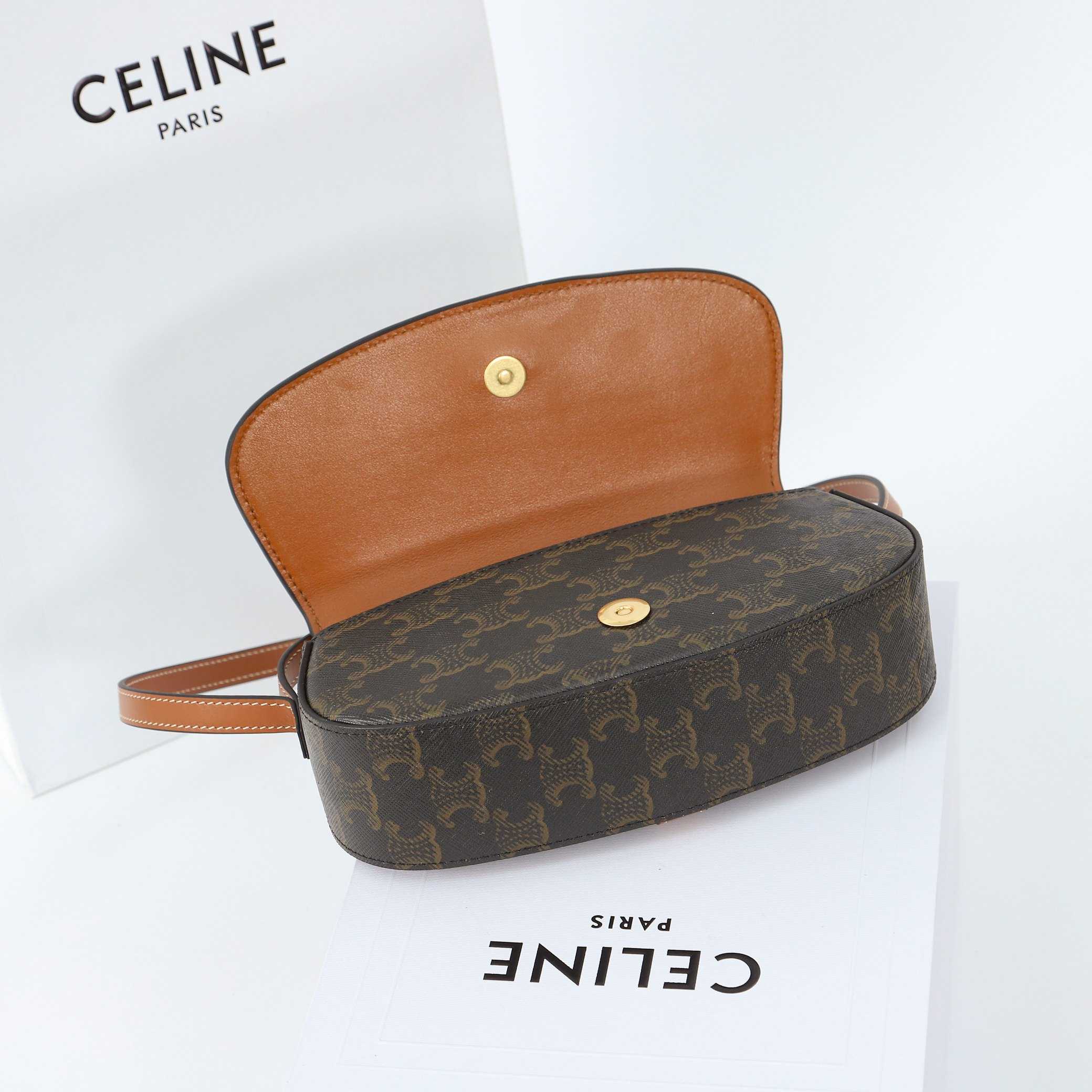 Celine Clutch On Strap Tabou In Triomphe Canvas And Calfskin - EUR FASHION