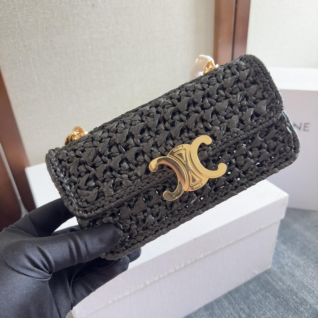Celine Chain Shoulder Bag Claude In Raffia Effect Textile - EUR FASHION