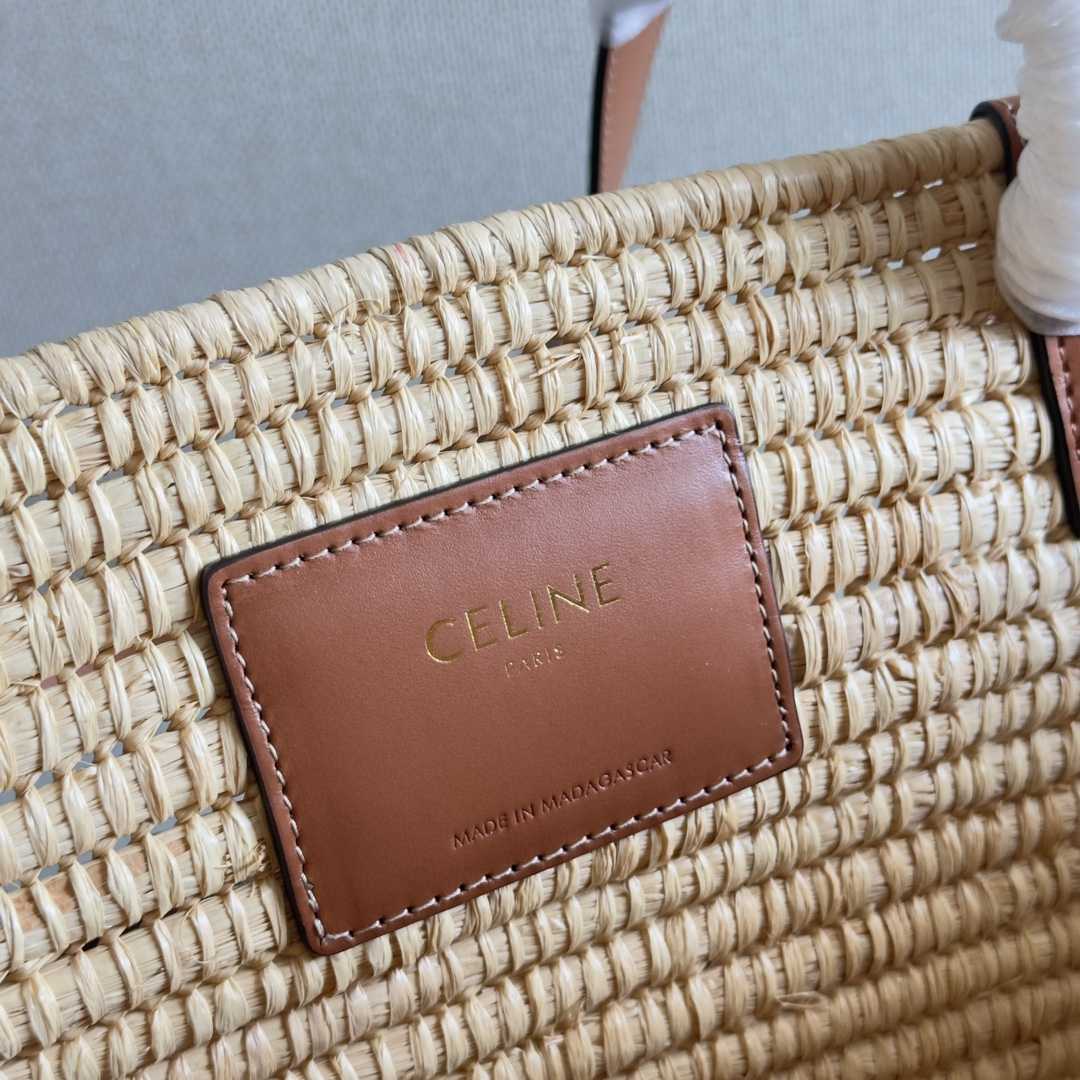 Celine Classic Panier Medium Braided Triomphe In Raffia And Calfskin - EUR FASHION