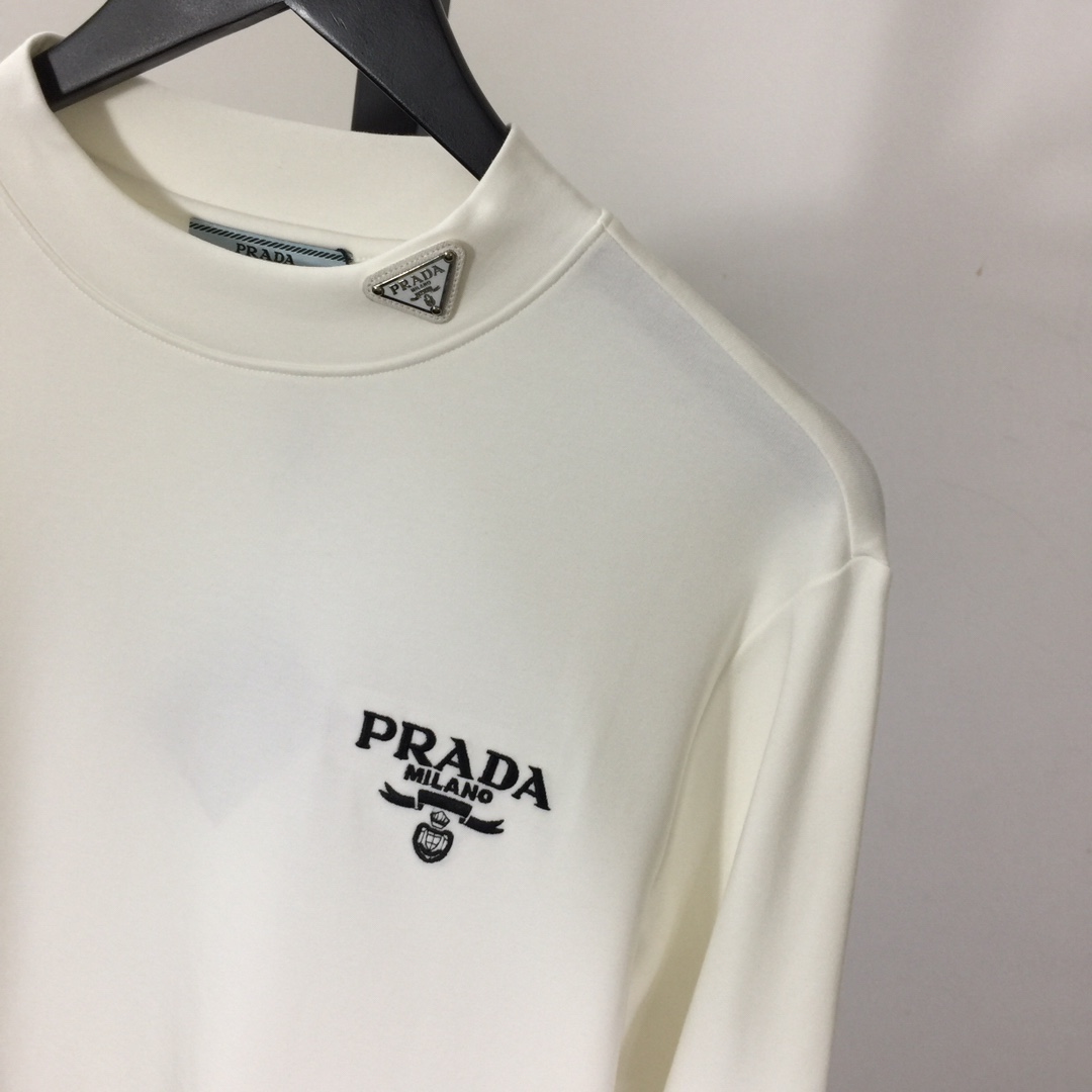 Prada Long-sleeved Cotton T-shirt - EUR FASHION