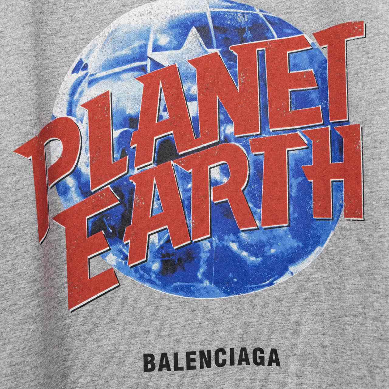 Balenciaga Planet Earth T-Shirt Oversized In Heather Grey  - EUR FASHION