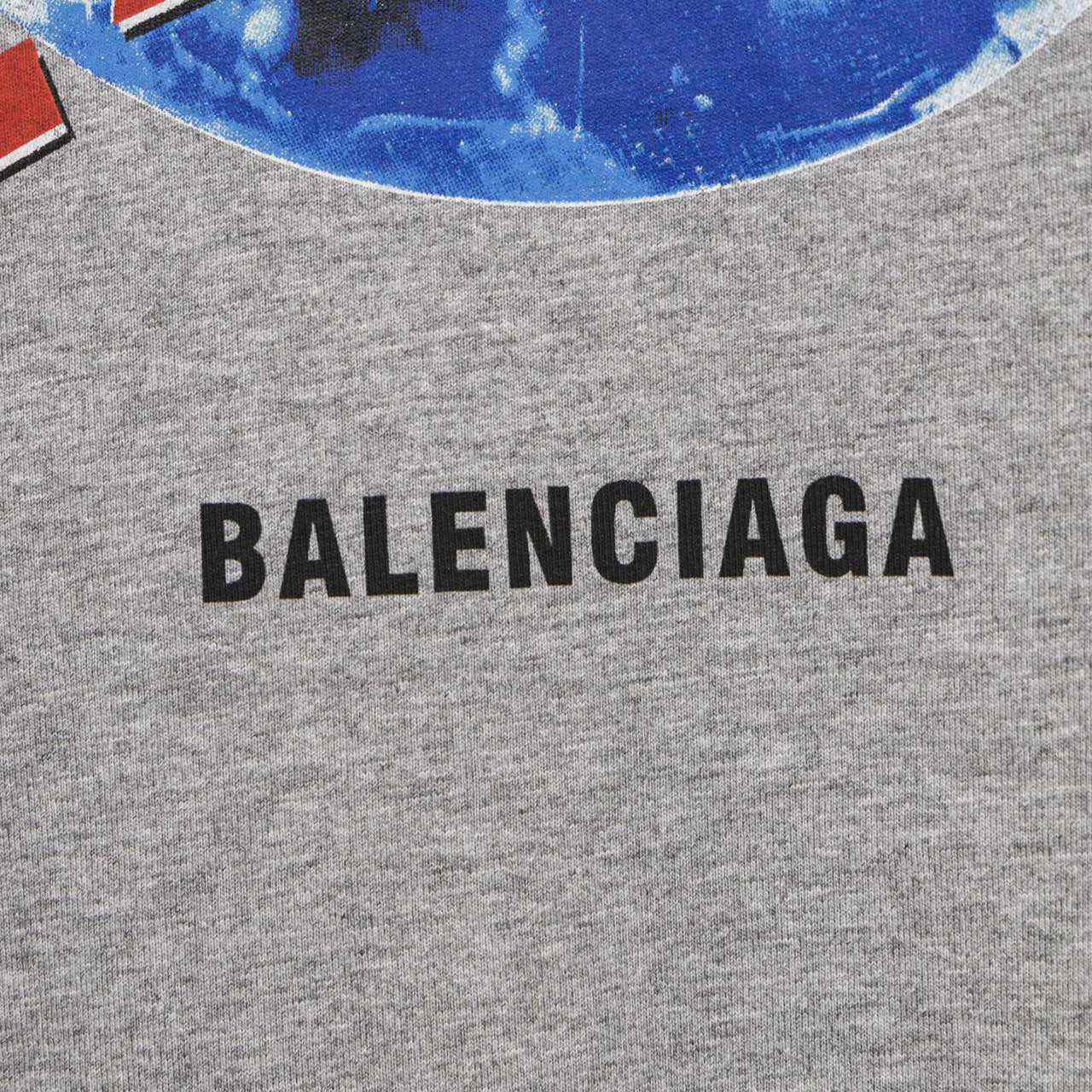 Balenciaga Planet Earth T-Shirt Oversized In Heather Grey  - EUR FASHION