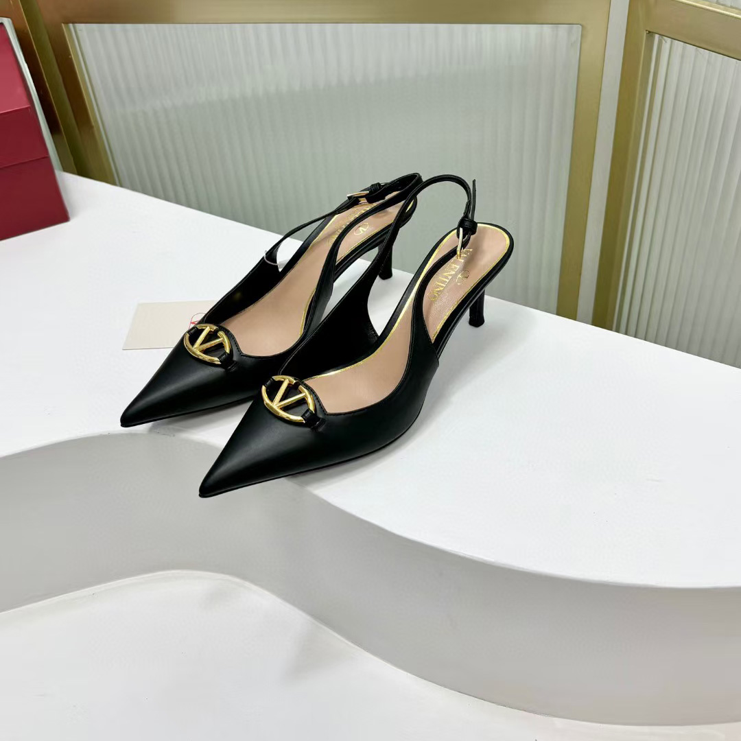 Valenti The Bold Edition VLogo Calfskin Slingback Pump   60mm - EUR FASHION