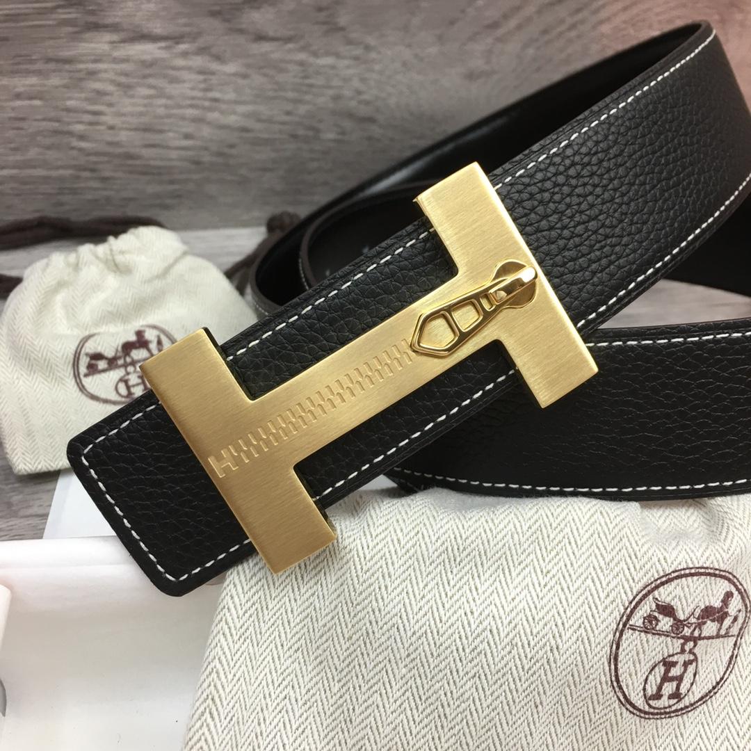 Hermes Leather H Buckle Belt - EUR FASHION