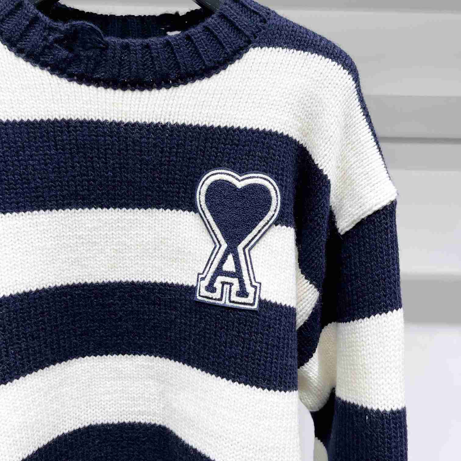 AMI Paris - Logo-intarsia Knitted Sweater - EUR FASHION