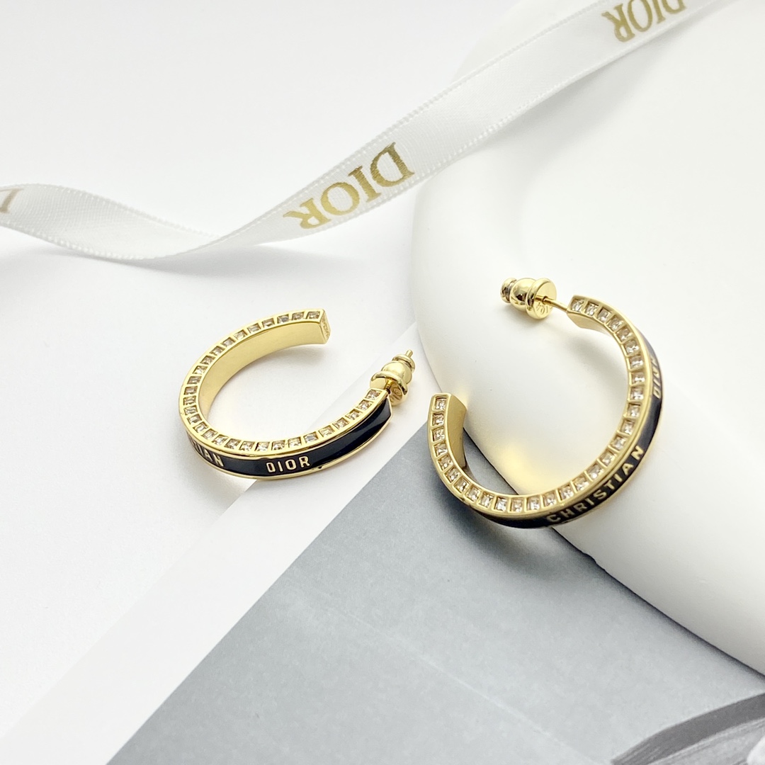 Dior Small Dior Night Code Hoop Earrings - EUR FASHION