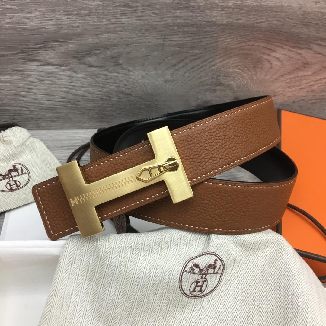 Hermes Leather H Buckle Belt - EUR FASHION