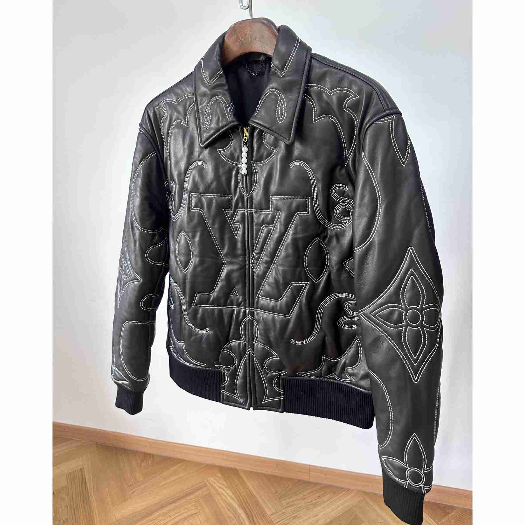 Louis Vuitton Embroidered Leather Bomber Jacket   - EUR FASHION