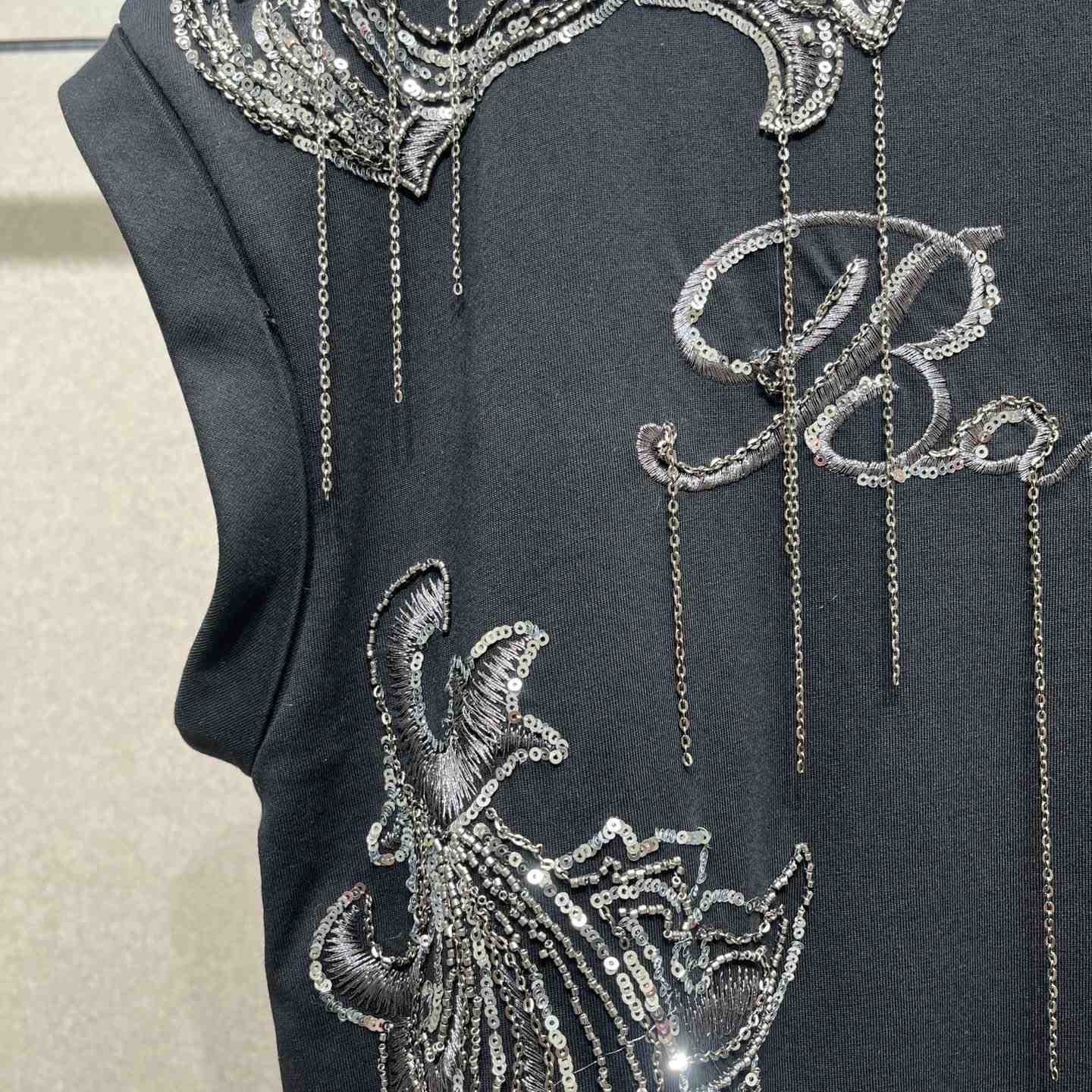 Balmain Signature Chain Embroidered T-shirt Dress - EUR FASHION