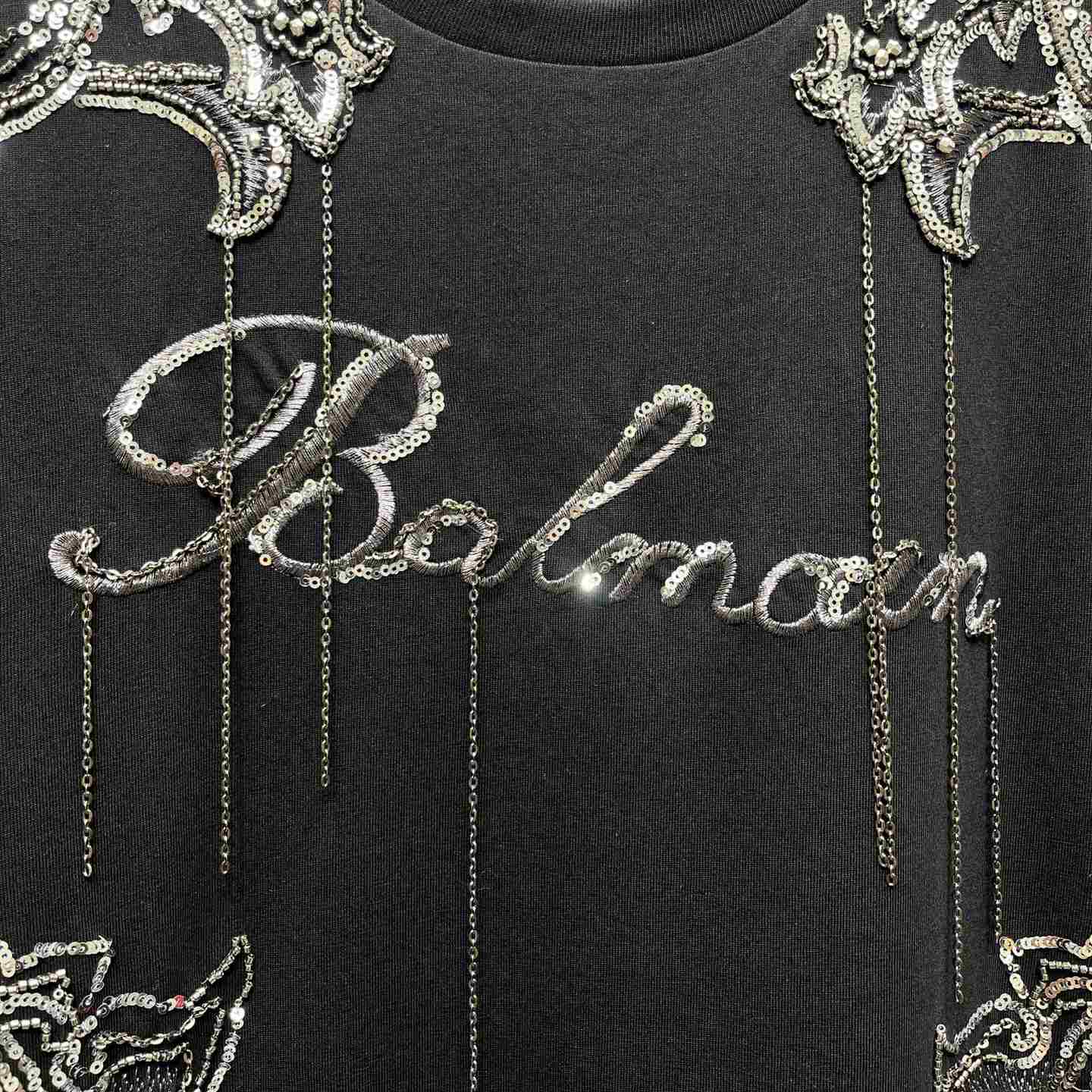 Balmain Signature Chain Embroidered T-shirt Dress - EUR FASHION