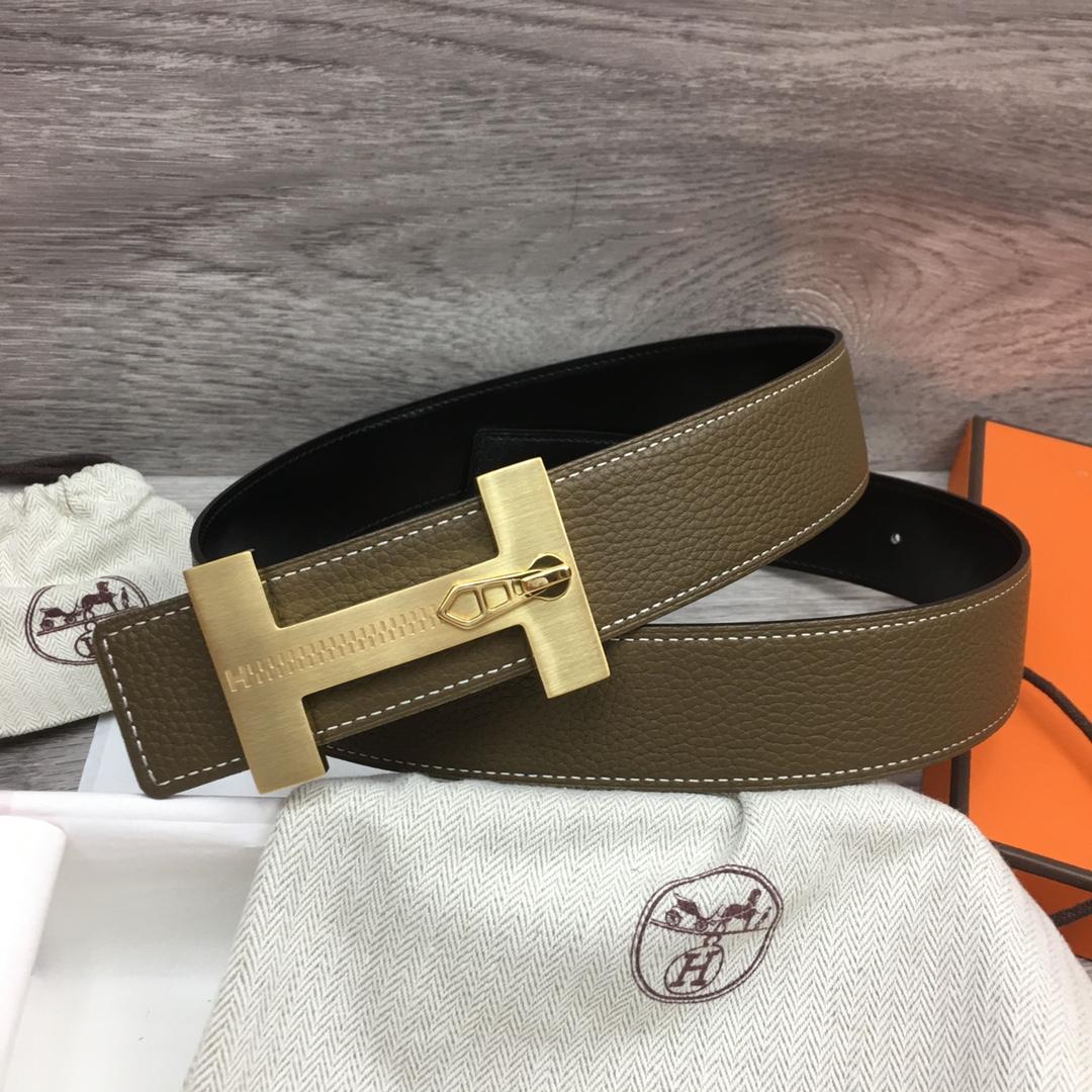 Hermes Leather H Buckle Belt - EUR FASHION