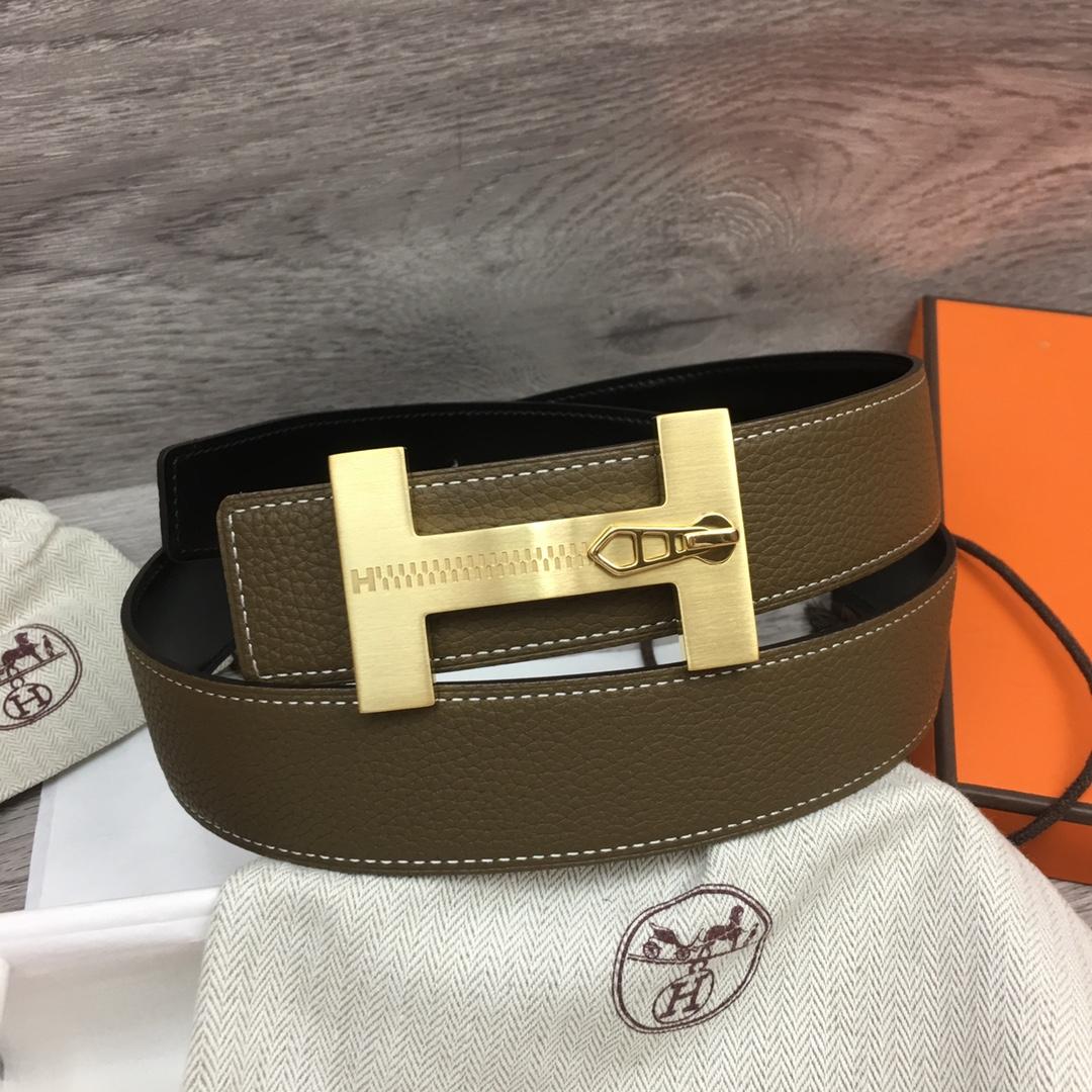 Hermes Leather H Buckle Belt - EUR FASHION