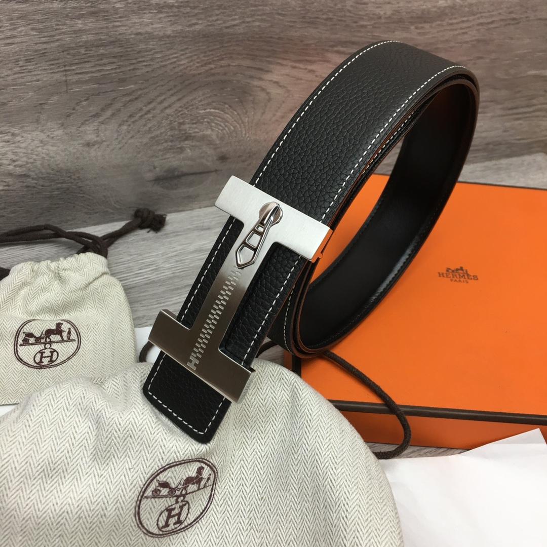 Hermes Leather H Buckle Belt - EUR FASHION