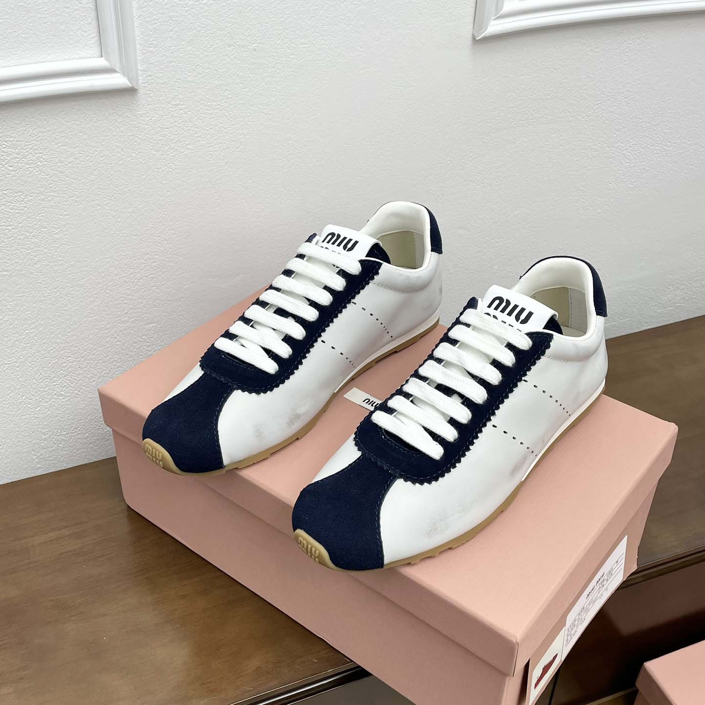 Miu Miu Plume Nappa Leather And Suede Sneakers - EUR FASHION