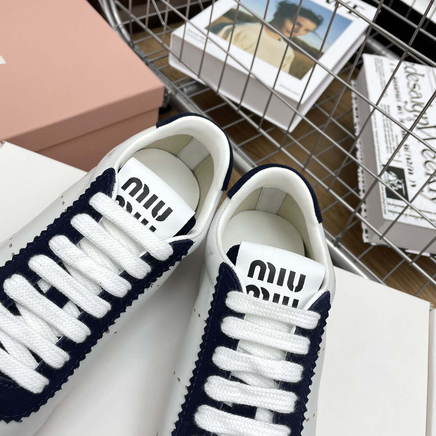 Miu Miu Plume Nappa Leather And Suede Sneakers - EUR FASHION