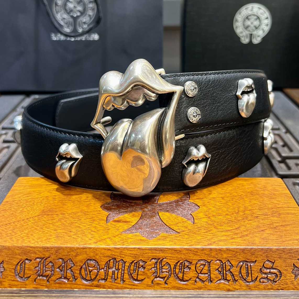 Chrome Hearts Rolling Stones Studded Belt & Buckle - EUR FASHION