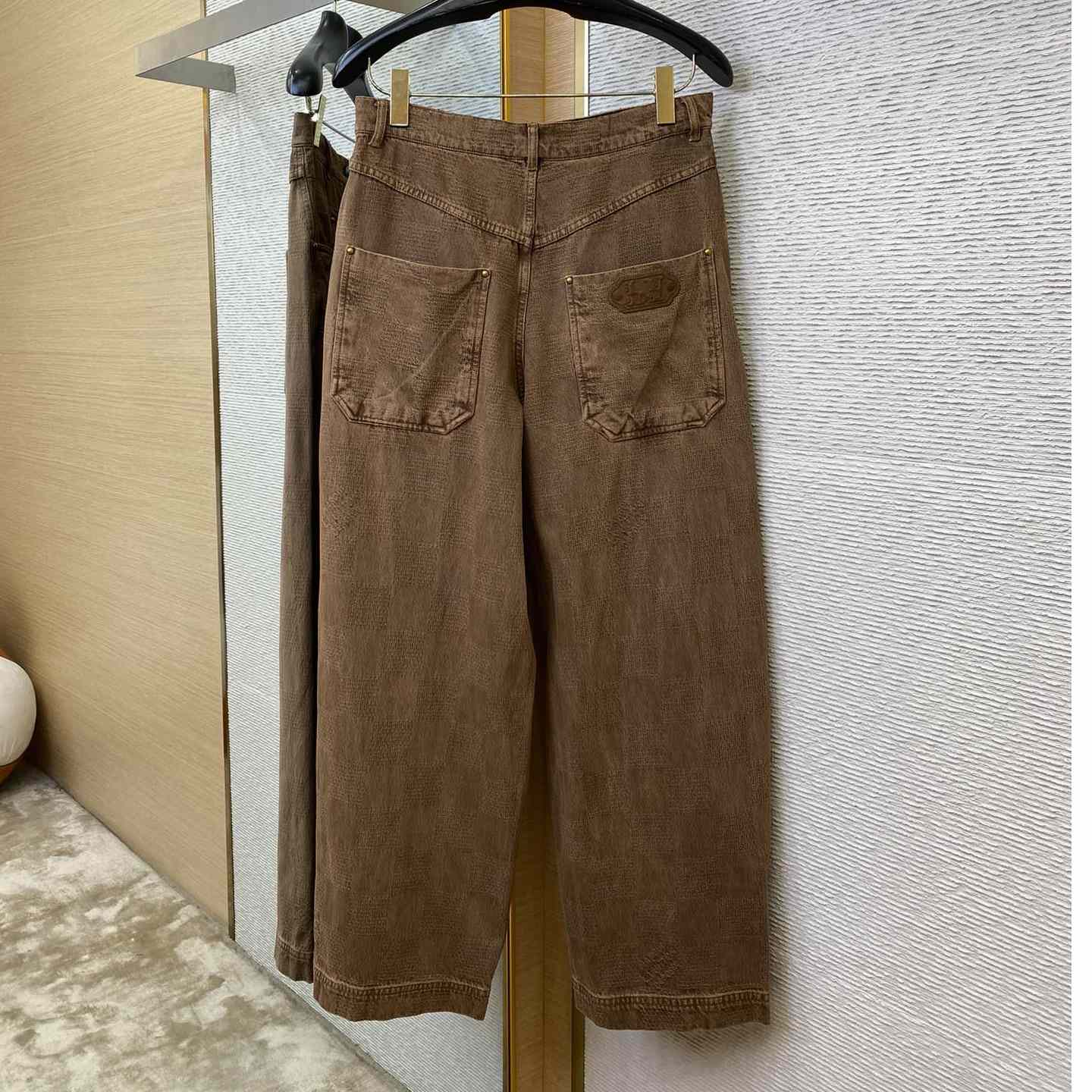 Louis Vuitton Brown Wash Effect Straight Leg Pants - EUR FASHION