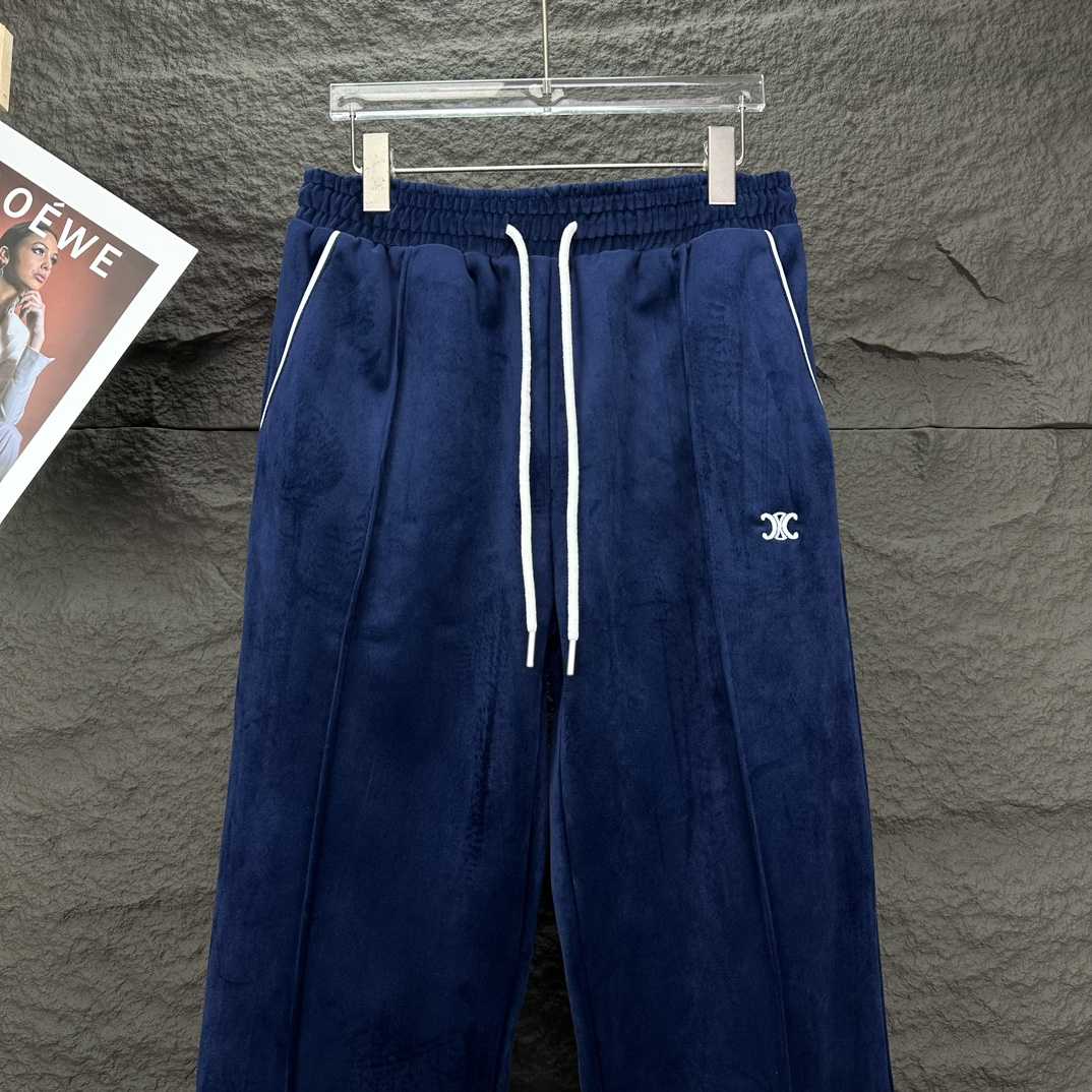 Celine Straight-Leg Logo-Embroidered Cotton-Blend Velour Track Pants - EUR FASHION
