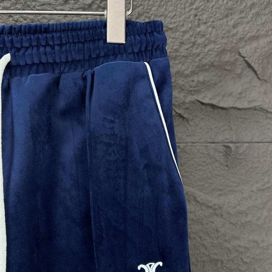 Celine Straight-Leg Logo-Embroidered Cotton-Blend Velour Track Pants - EUR FASHION