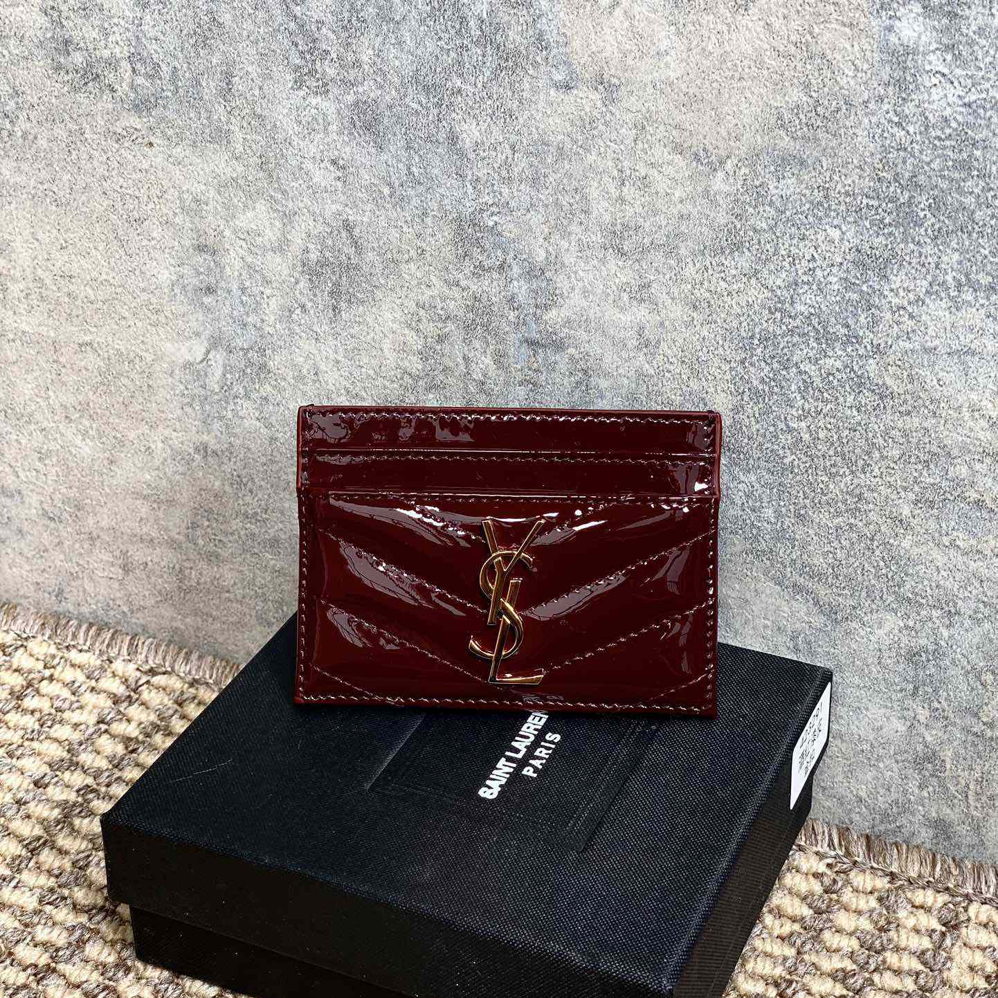 Saint Laurent Cassandre Matelasse Card Case In Patent Leather - EUR FASHION